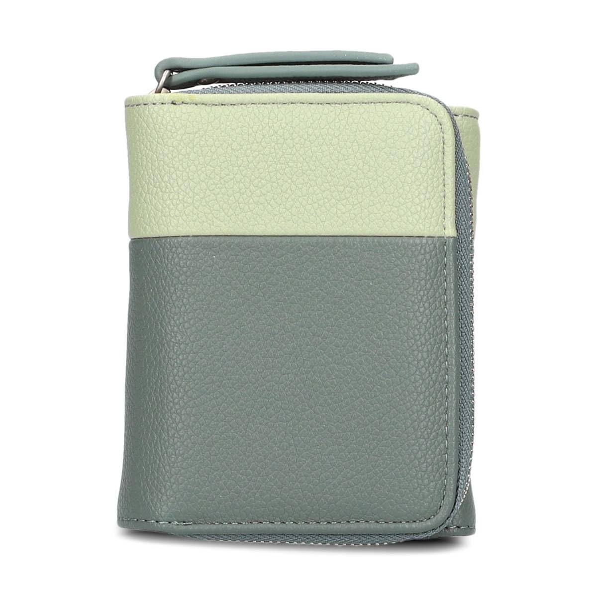 Zwei Damen Portemonnaie Eva EVW15 kompakte Geldbörse, 6 Kartenfächer, ein Scheinfach, ein Sichtfach, Münzfach außen, Fach für Einkaufswagenmünze, moderner und eleganter Geldbeutel (Eucalyptus)