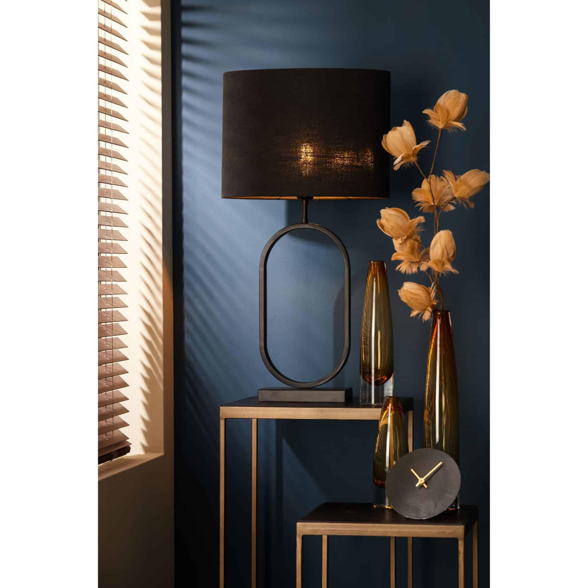Light & Living Lampenfuß Jamiri - Schwarz - 20x10x45cm | Oval - Modern - Metall - Tischlampenfuß - Lampe Wohnzimmer & Schlafzimmer