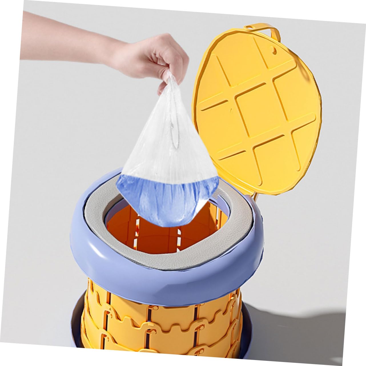 Abaodam 1 Set vasino per bambini vasino pieghevole per bambini toilette portatile per bambini vasino portatile vasino vasino ribaltabile vasino da viaggio PU Yellow