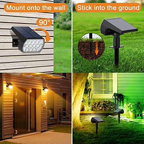 Flaow Solar Color Changing Lights Outdoor, Multi-Color RGB Landscape Spotlight, IP65 Waterproof Solar Powered Garden Lights - Image 3