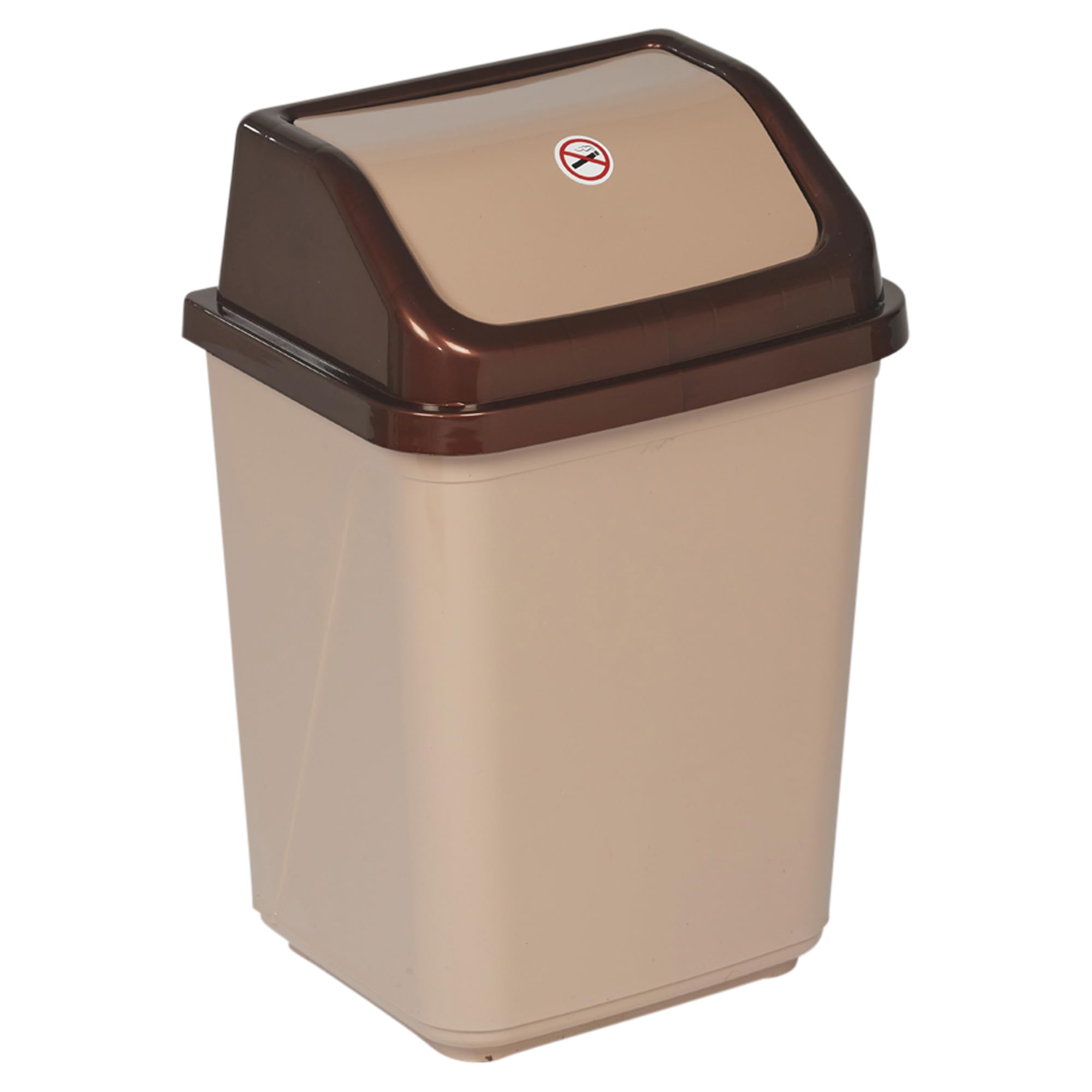URBNLIVING 5L/20L/30L/50L Plastic Waste Management Recycling Bin Trash Can Dustbin with Swing Lid for Office, Kitchen and Bathroom (30L Brown/Beige)