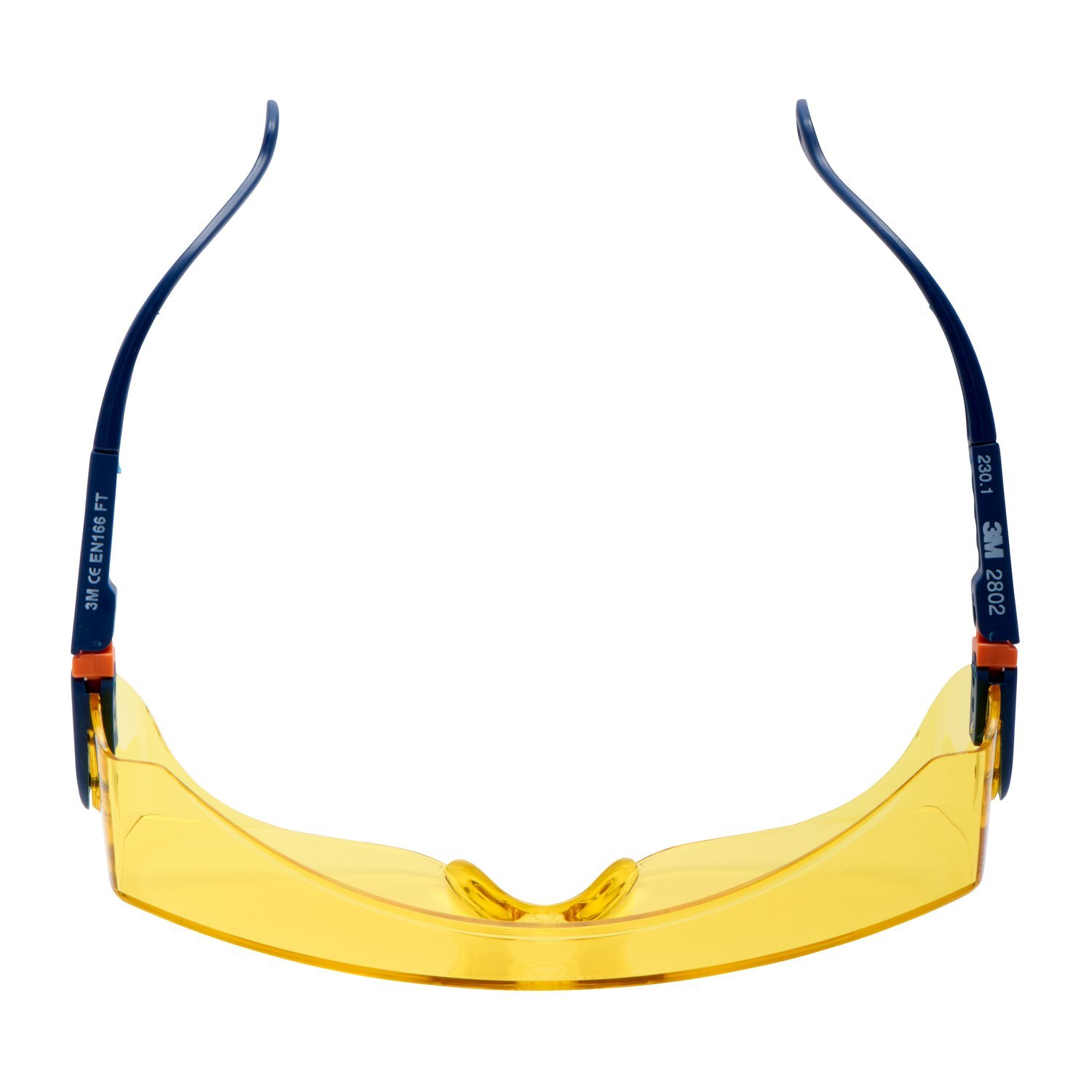 3M Okulary ochronne, 2802, bursztynowe soczewki, odporne na zarysowania, regulowana długość zauszników, rodzina żółtych kolorów