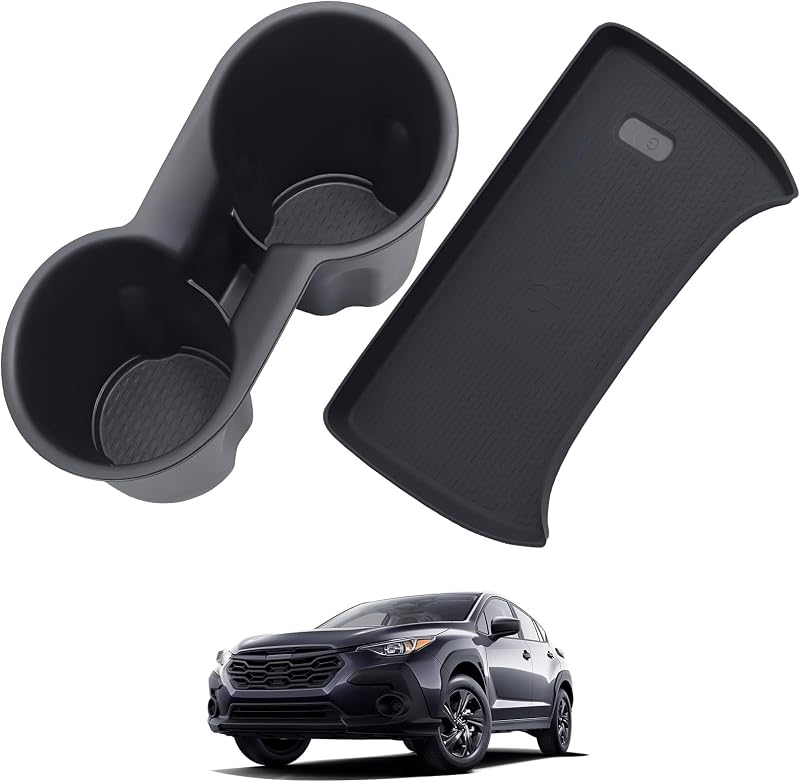 Kit de Protetores para Porta-Copos e Carregador sem Fio VORNAX para Subaru Crosstrek/Impreza 2024–2026, Preto
