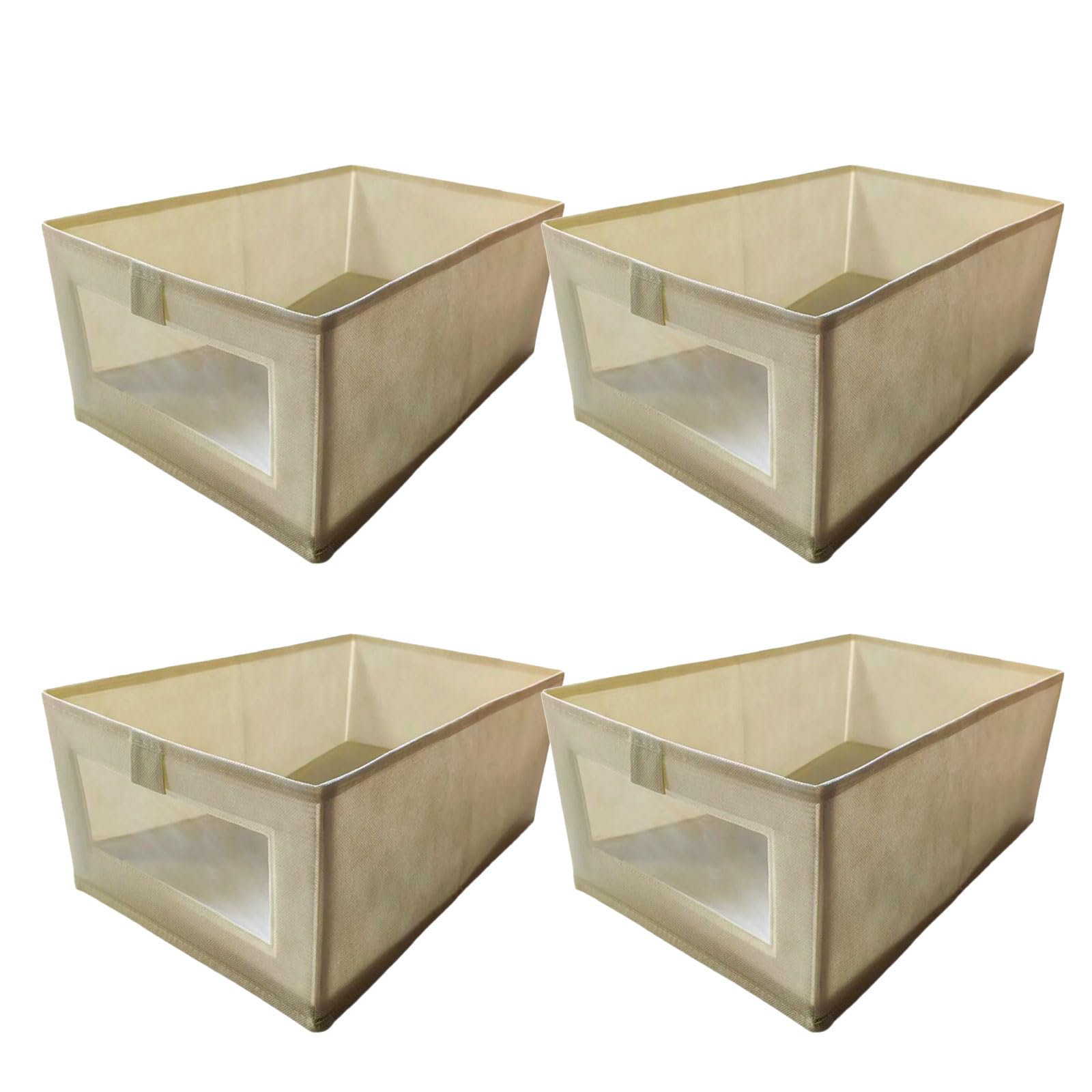 Tsophreniq Of 4 Breathable Linen Bins for Storing Toy and Seasonal Garments Foldable Boxes Bedroom Organization Tool Breathable Fabric Bins