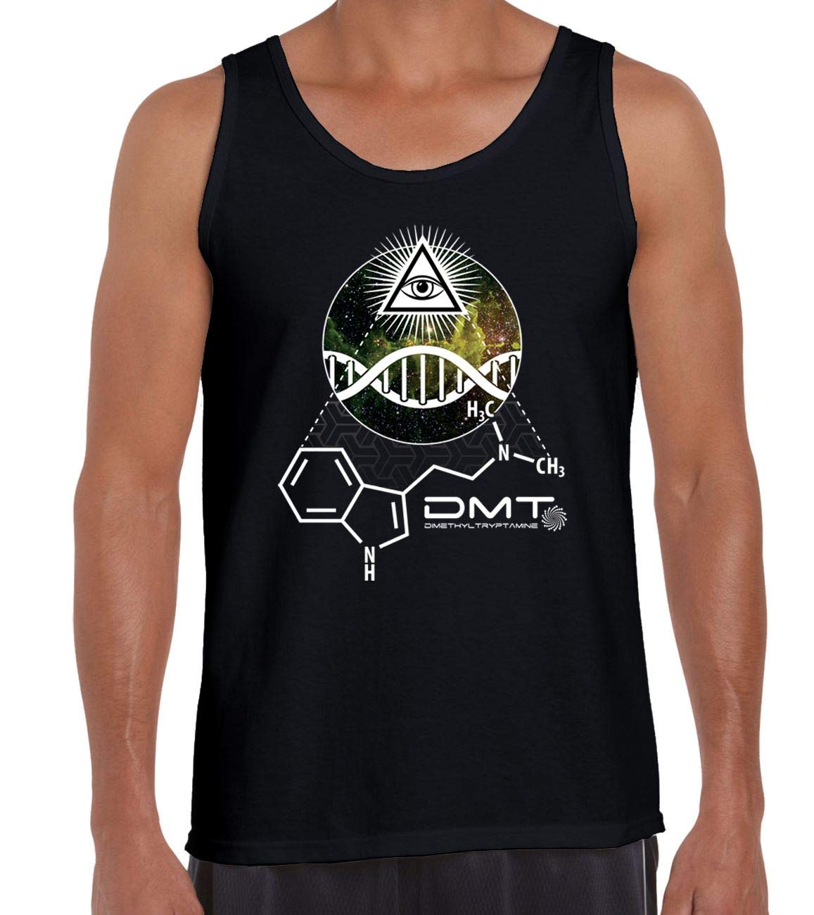 Tribal T-Shirts Men's Black Dmt All Seeing Eye Psychedelic Vest Tank Top (Small, )