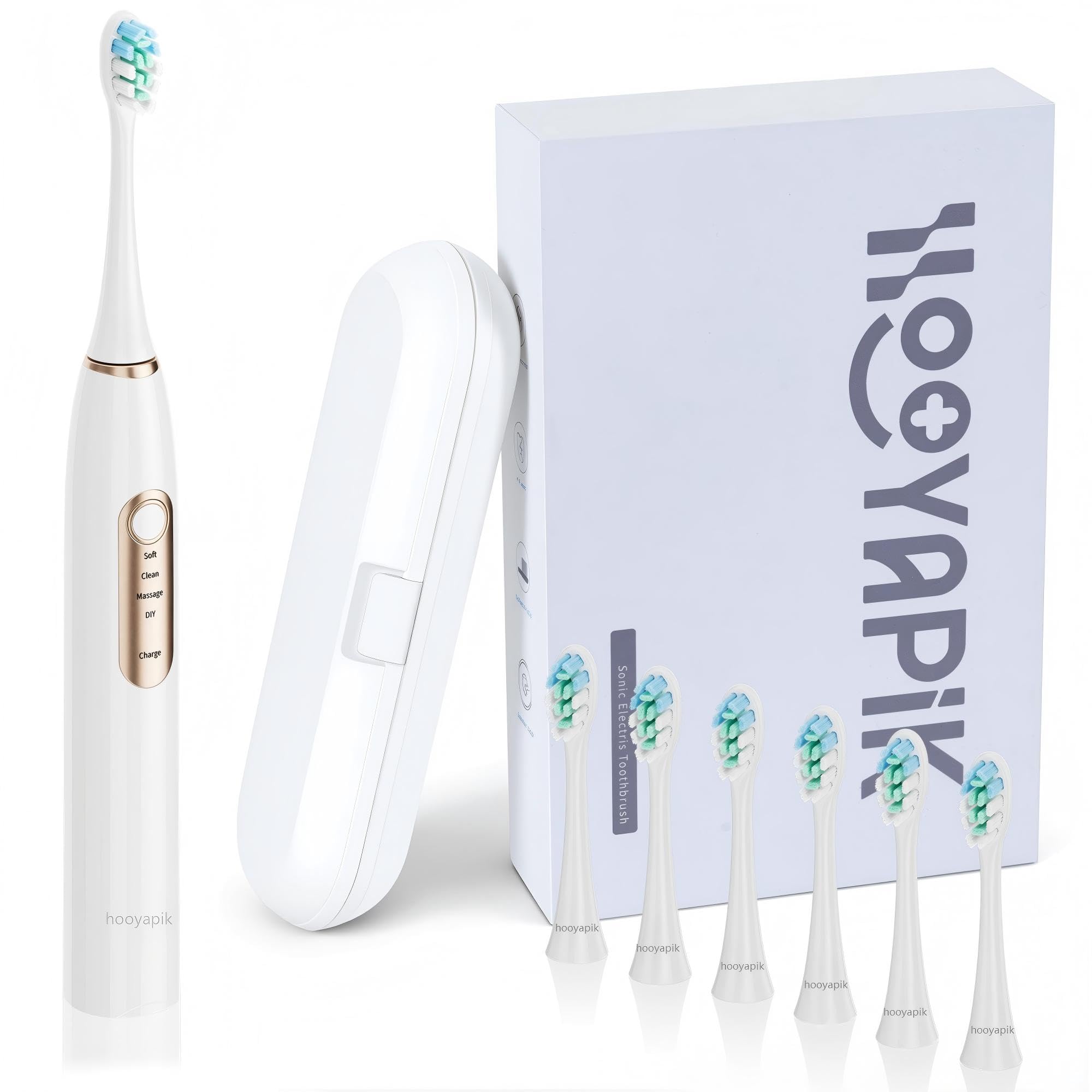 38000 VPM Sonic Electric Toothbrush Set with 6 Brush Heads-2 Minute Timer-4 Cleaning Settings，IPX7 Waterproof,Lightweight and USB Rechargeable Toothbrush for Oral Care (White)-image-10