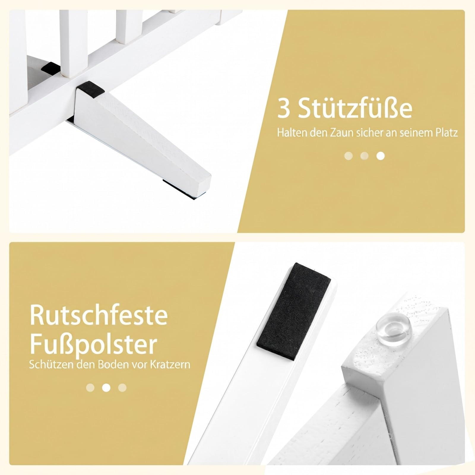 COSTWAY Absperrgitter Hunde 60cm Hoch, Schutzgitter Holz, Kindergitter klappbar, Treppengitter Hundeabsperrgitter flexibel Türschutzgitter (6 Paneelen, Weiß)
