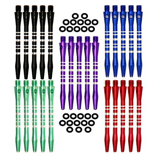 L.E.D STEP 5 Sets 50mm 25pcs Aluminum Medium Darts Shafts Dart Stem Throwing Fitting with O'ring 25pcs+25 O'rings