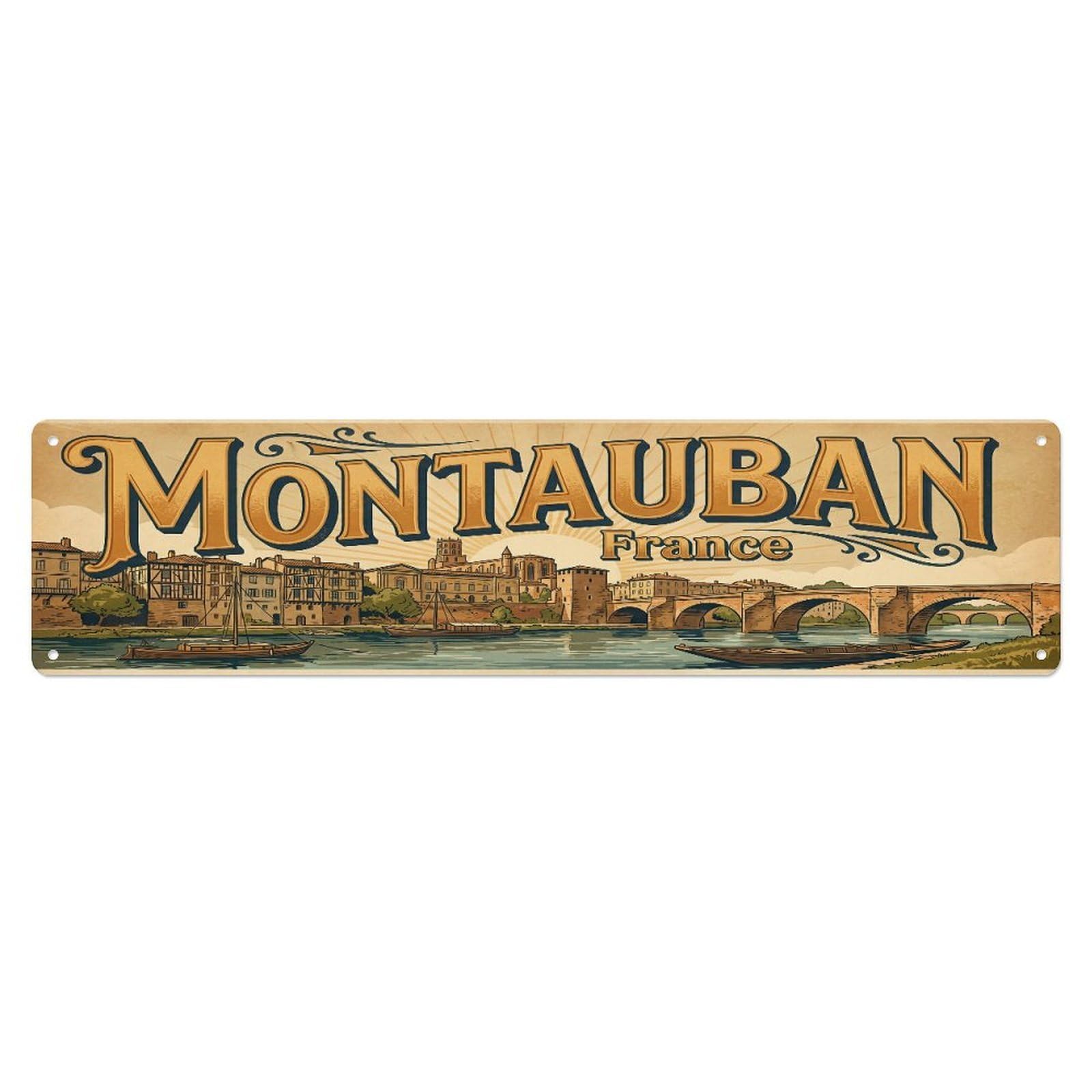 Metal Tin Sign Retro Travel Montauban France