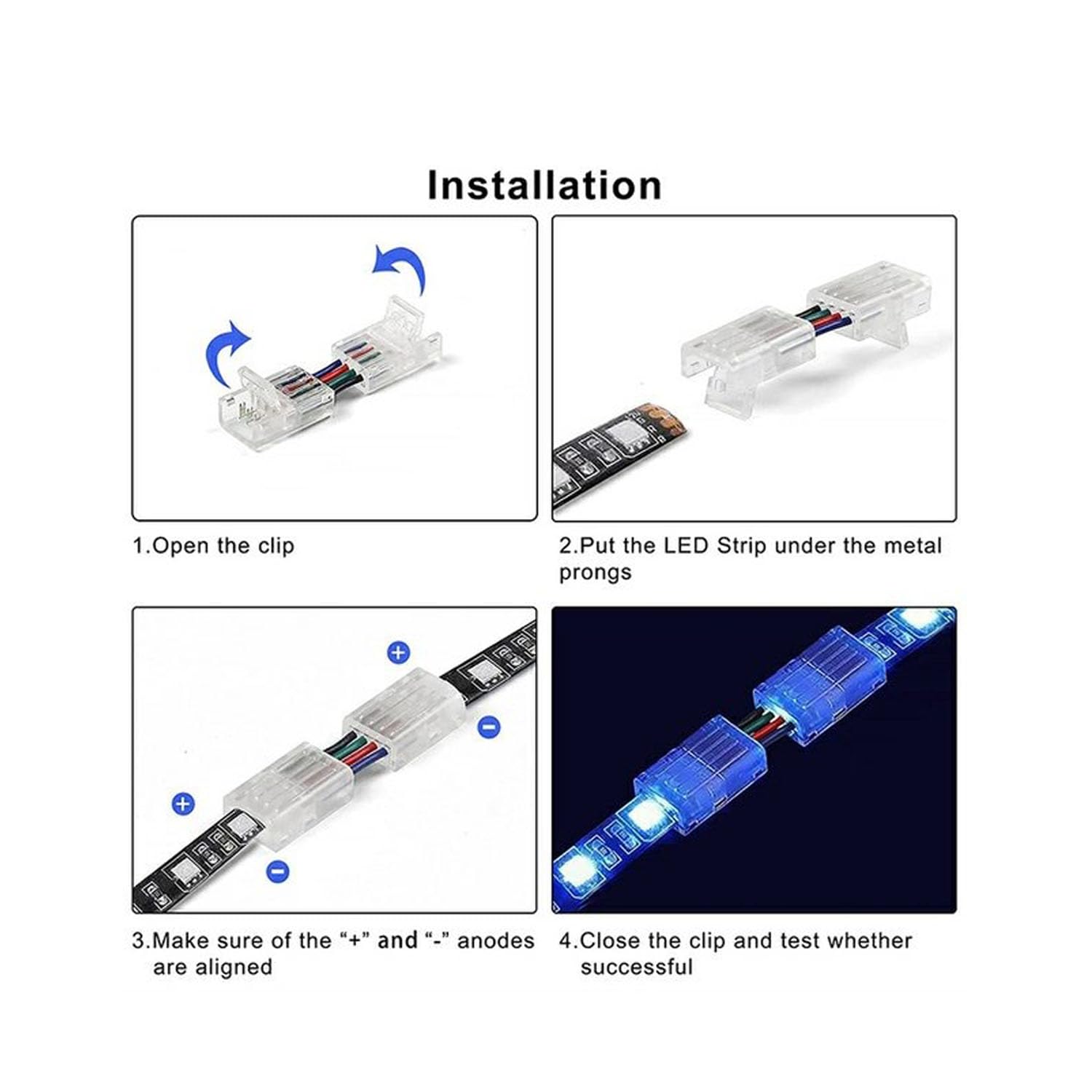 SHAOYAYAZHANG 6PCSLED Strip Connector 4Pin 8mm Angle Adjustable Connector Compatible with 3528 5050 Waterproof/Non-Waterproof RGB LED Strip - Image 3