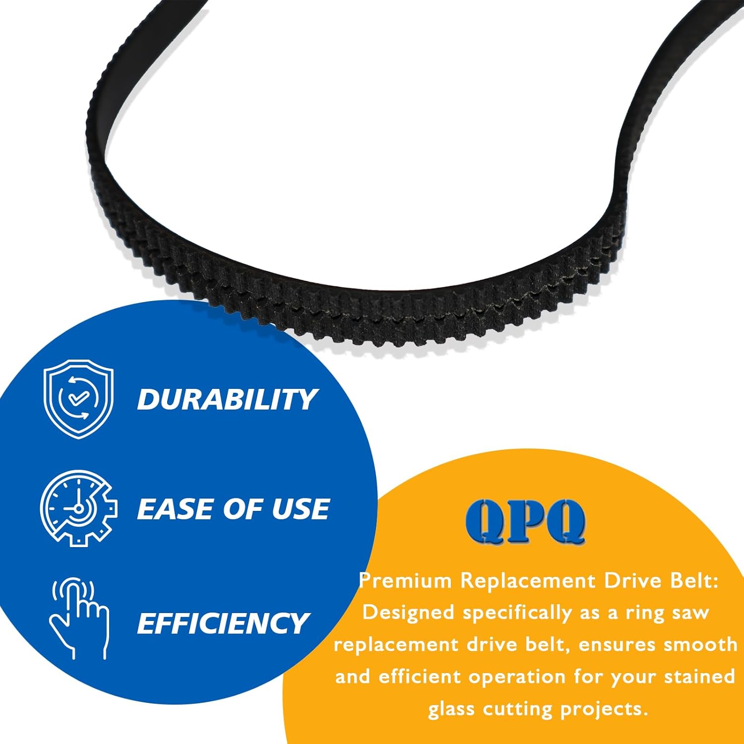 QPQ Standard Replacement Drive Belt for Gemini Taurus 2 and 3 Ring Saw, Black, Smooth Running Operation (1Pack) Ring Saw Replacement Belt for Gemini Taurus 2 and 3 Ring Saw