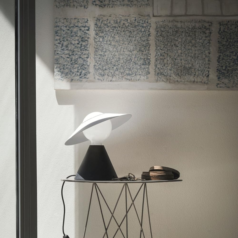 Lampada da scrivania in metallo, per camera da letto, dormitorio, appartamento, hotel, ufficio (bianco + nero)