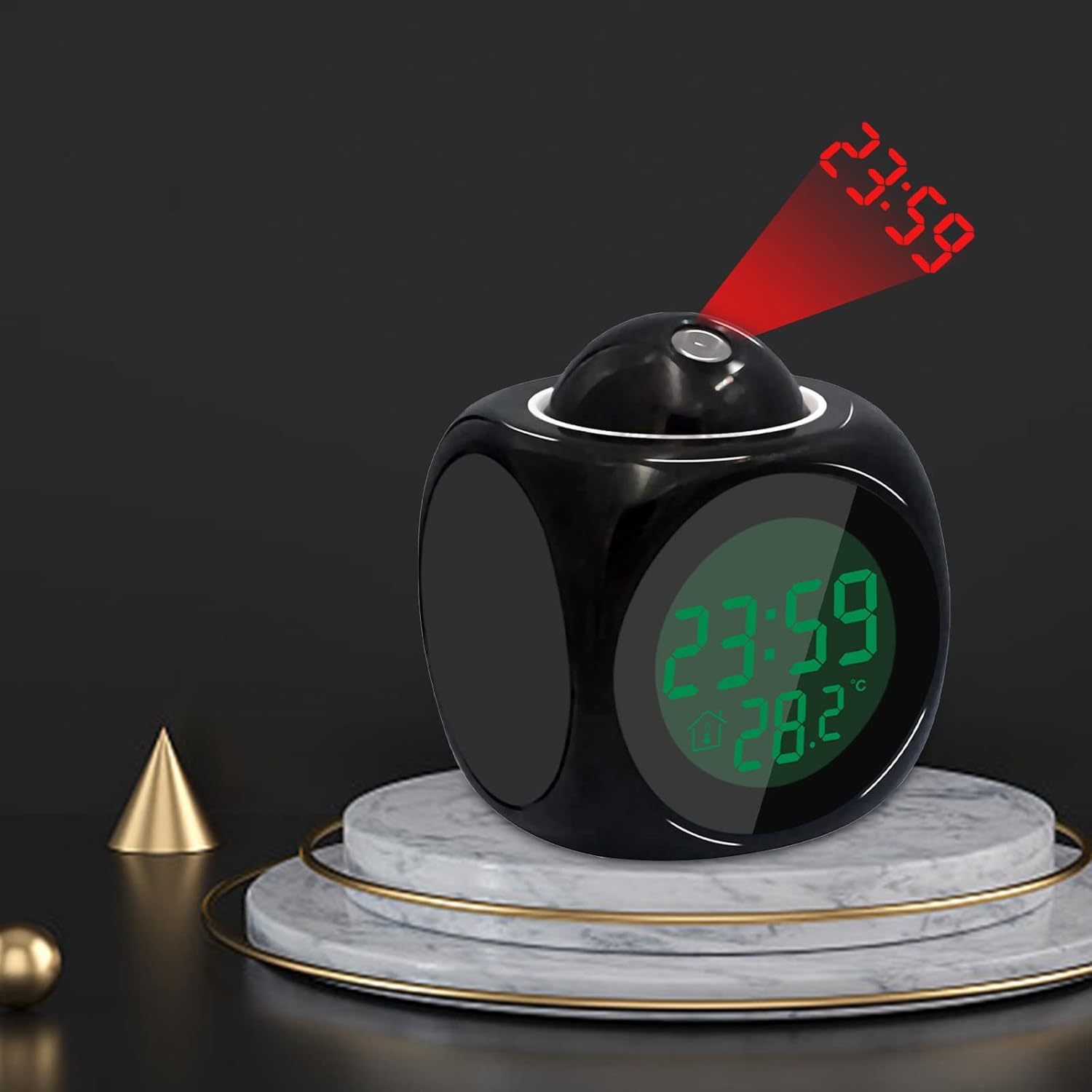 Mirror Projection Clock LED Large Screen Display Mute