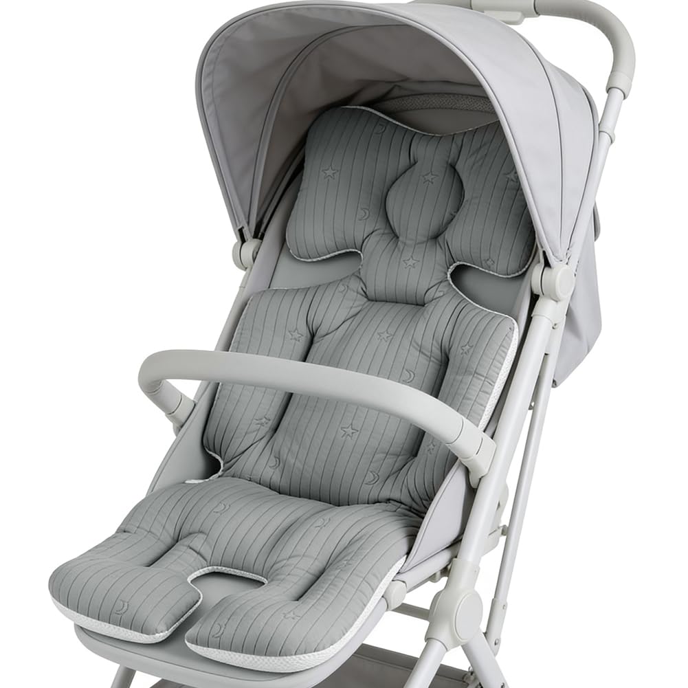 Universal Baby Stroller Cushion Seat Liner Infant Reversible Pushchair Cushion Pram Pad Head Neck Body Support Soft Pushchair Insert Pad for All Season Use