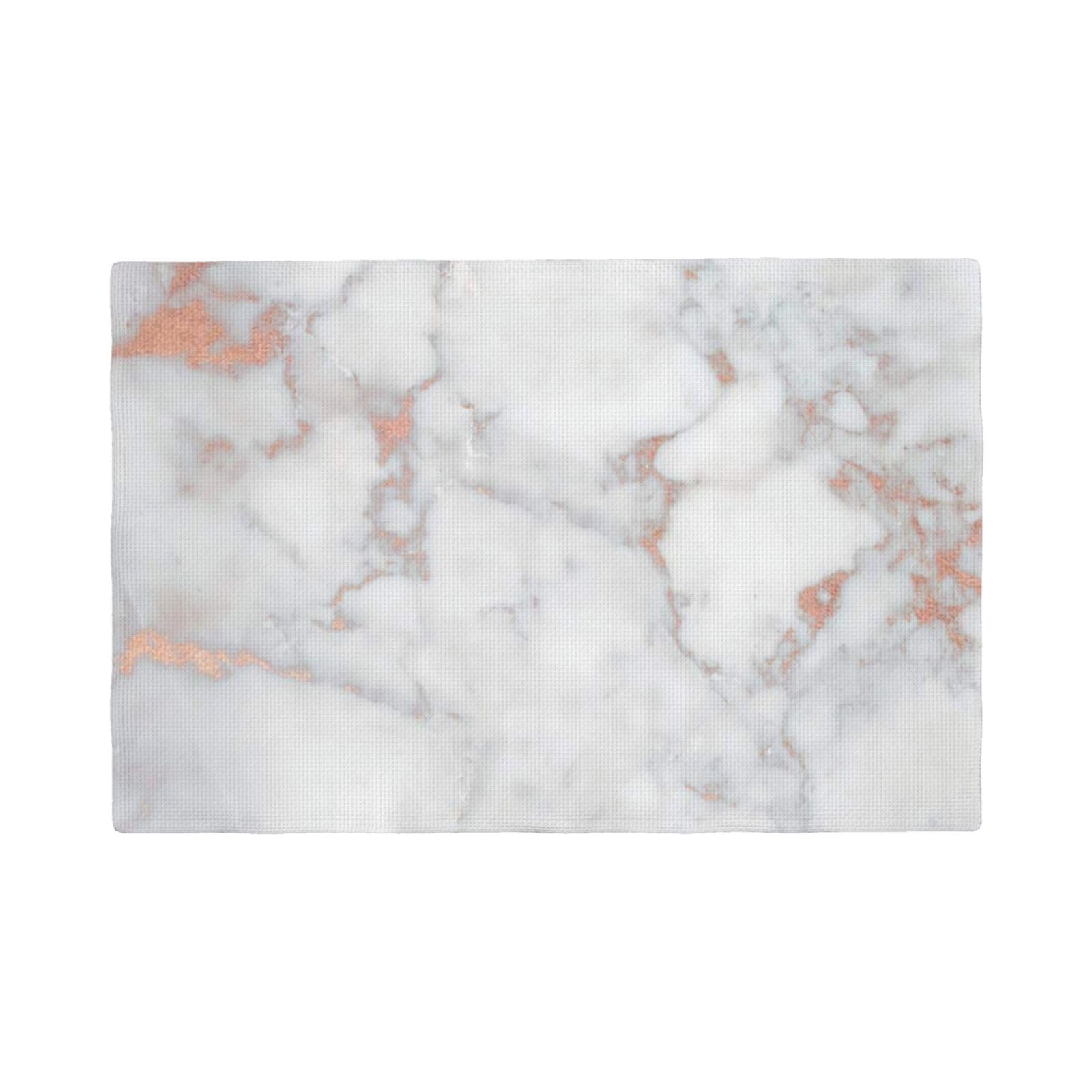 WKSGDSG Linen Placemats Set Of 4, White Marble Rose Gold Heat Resistant Place Mats Wipe Clean Washable Placemats For Dining Table Kitchen Table Party Table Mats, Double Layer 12x18 Inch