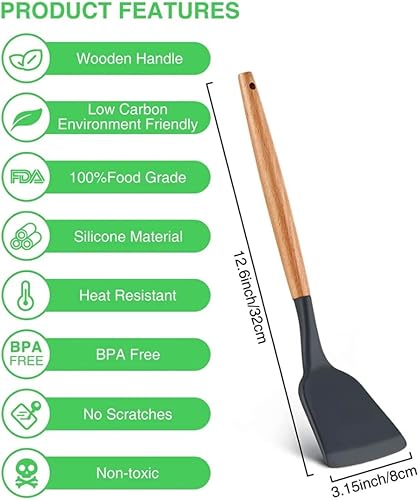 Miniatura 2 de Espátula de cocina de goma de silicona, resistente al calor, antiadherente, espátula de cocina de goma mediana a grande