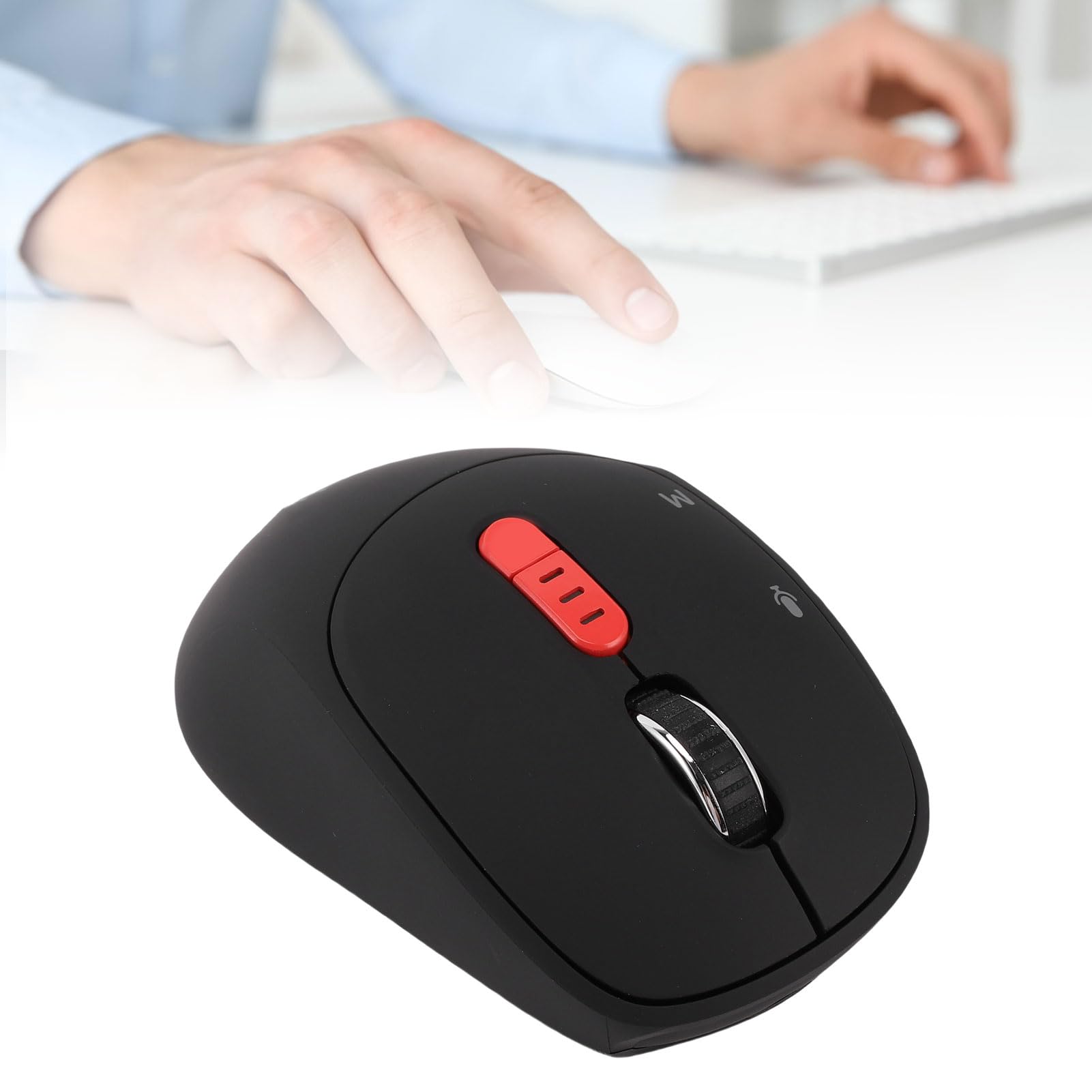 Bewinner M9 AI Sprachmaus für GPT, 6-in-1 Kabellose Maus mit Spracheingabe und Übersetzung, Leise, Ergonomische Bluetooth-Mäuse, Wiederaufladbar mit 3-Modus-Konnektivität für PC (Black)