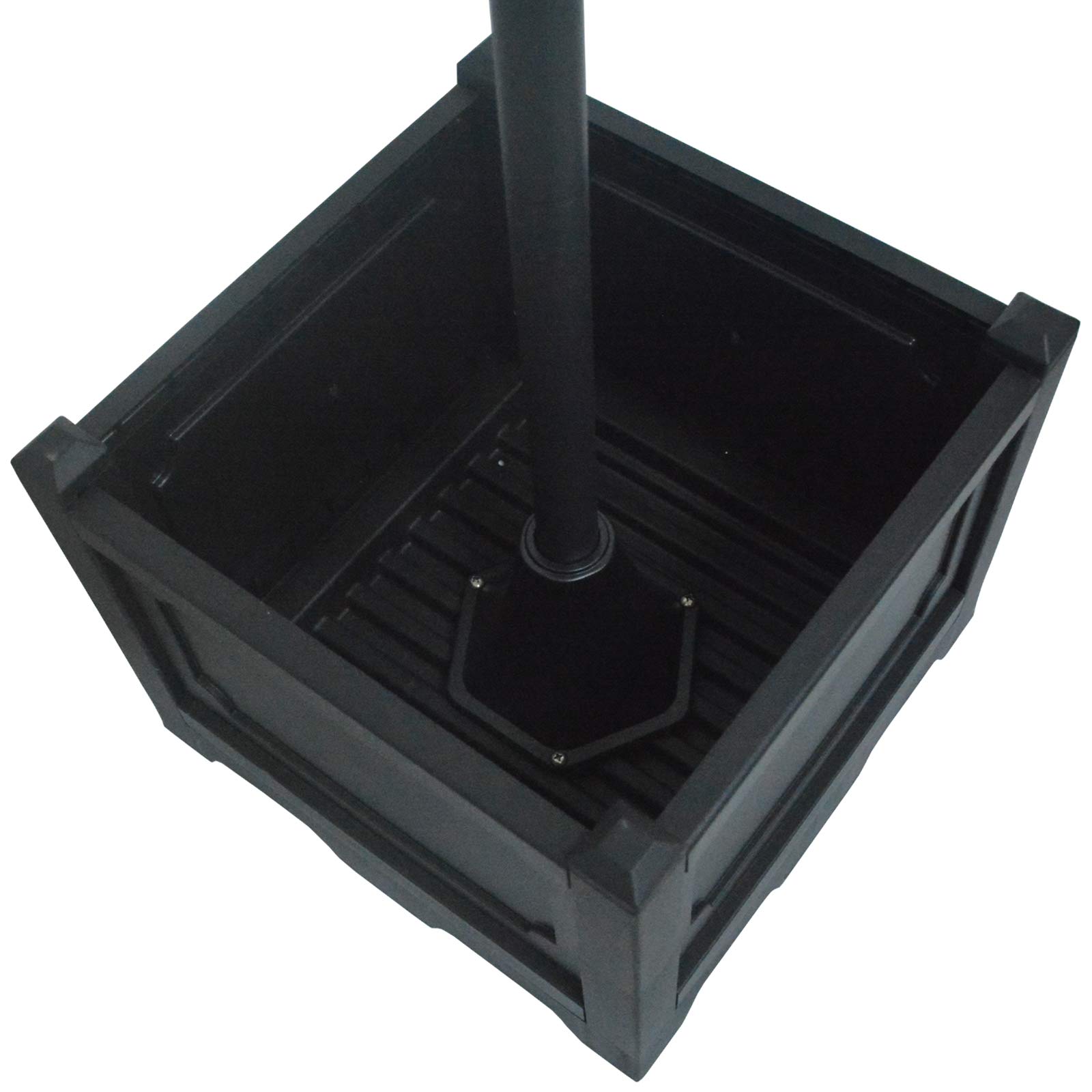 Outsunny Solar Laterne Stehleuchte Metall 189 cm IP44 Wasserdicht mit Blumentopf-Basis Schwarz