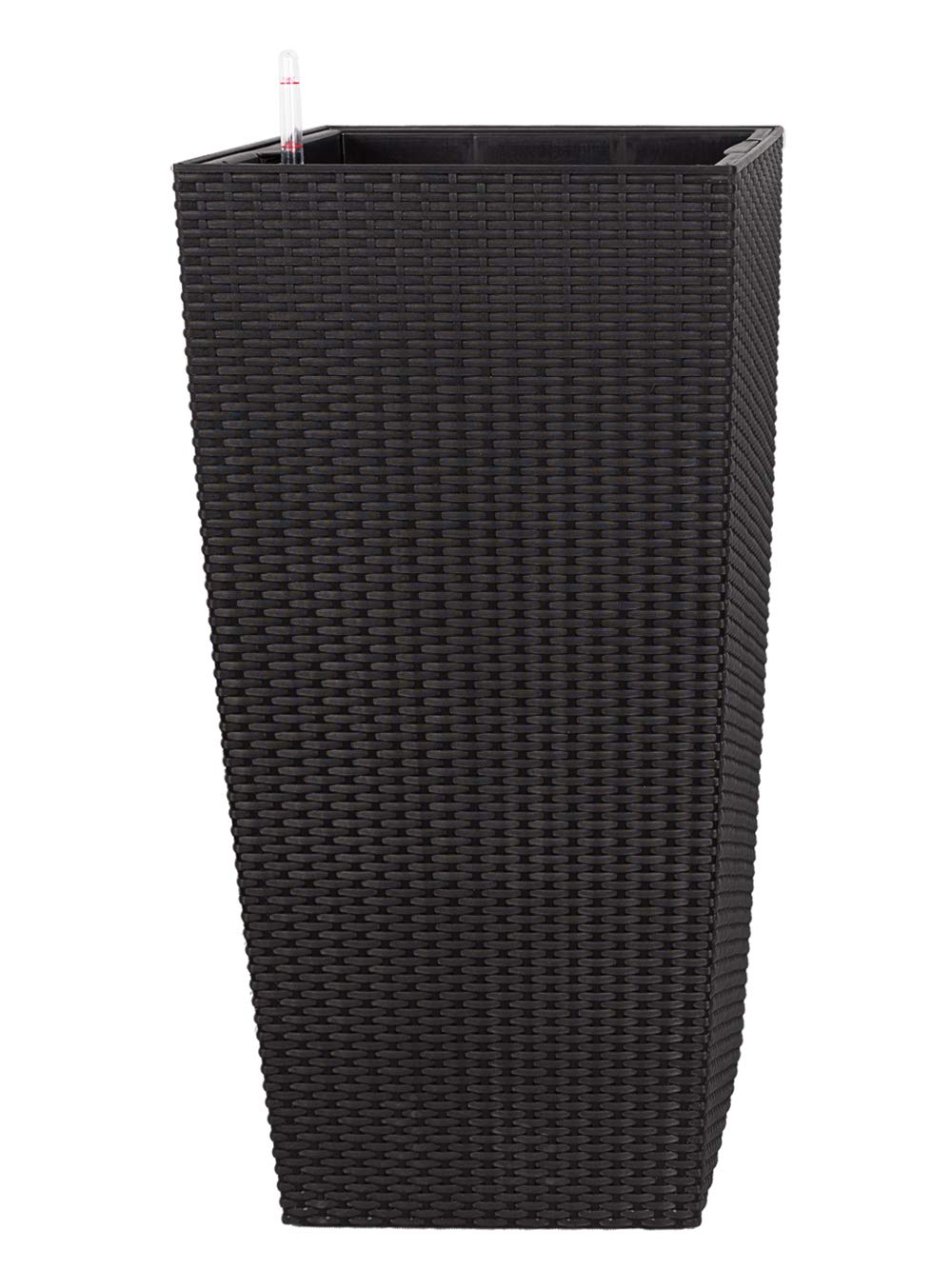 Pflanzwerk® ÖKOSYSTEM Donica na rośliny kwadratowe, doniczki na kwiaty z systemem nawadniania, 75 x 40 x 40 cm, rattan, czarny, donica na kwiaty do wewnątrz i na zewnątrz, ochrona przed