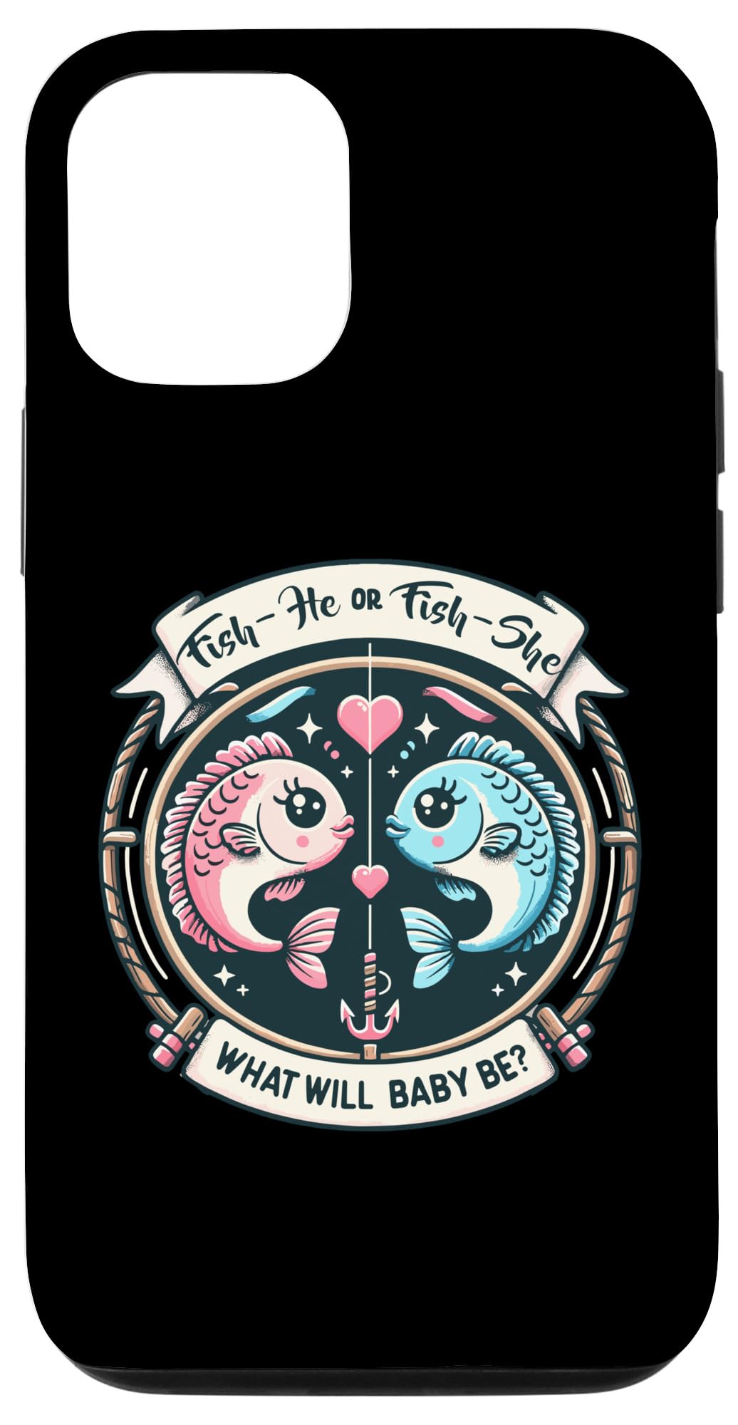 iPhone 15 Fish He or Fish She Gender Reveal Baby Shower Fishing Case