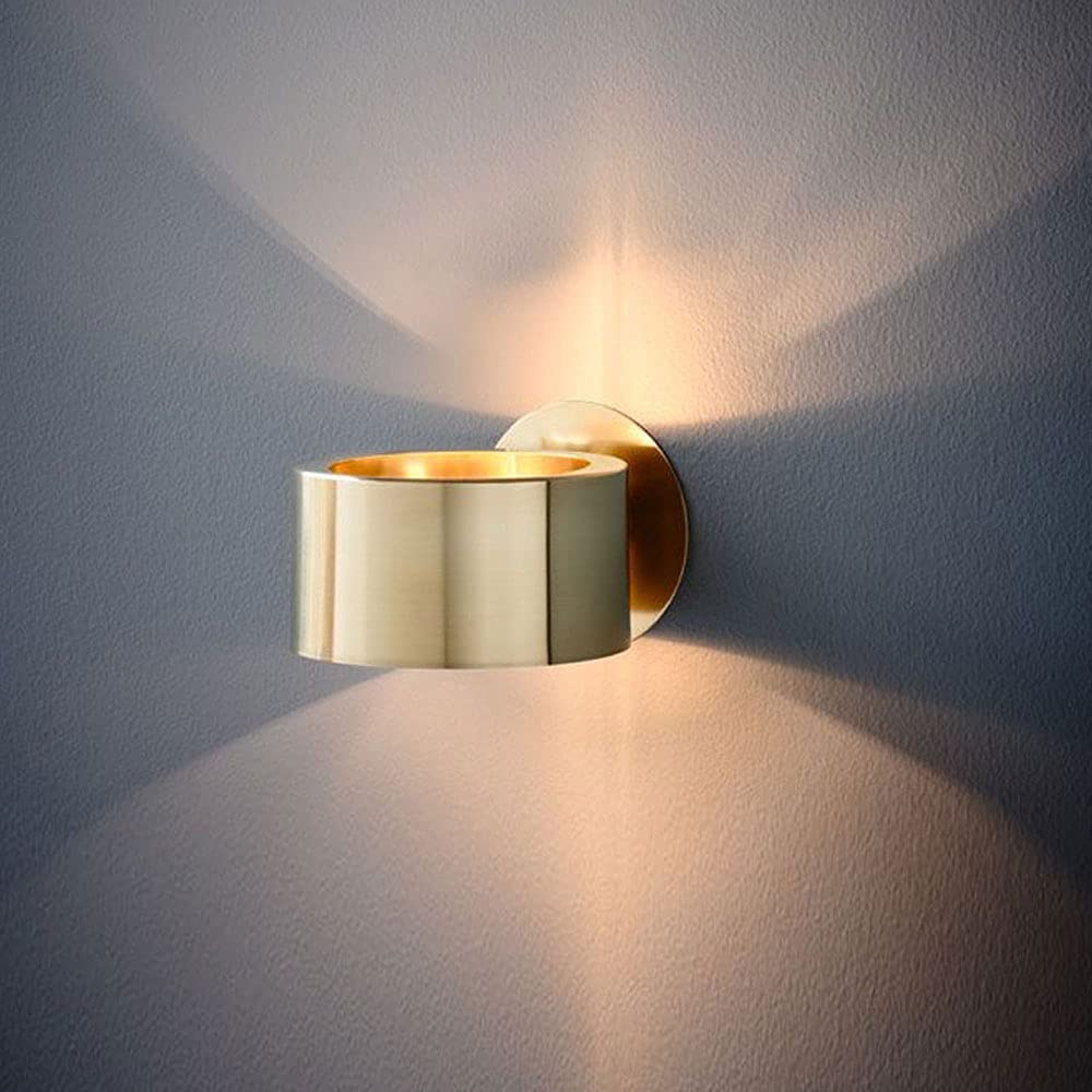 LED Gold Wall Light Modern Wall Sconce Up and Down Wall Mount Lamp, Minimalist Cylindrical Wall Sconces for Indoor Vanity Bar Bedroom Living Room Home Lighting Fixtures
