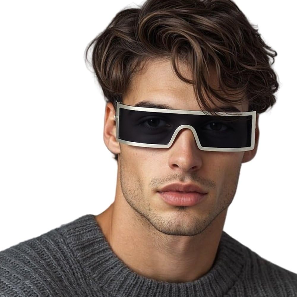 Okulary przeciwsłoneczne Vintage Small Frame Punk, jednoczęściowe, męskie, modne, metalowe, do jazdy na świeżym powietrzu