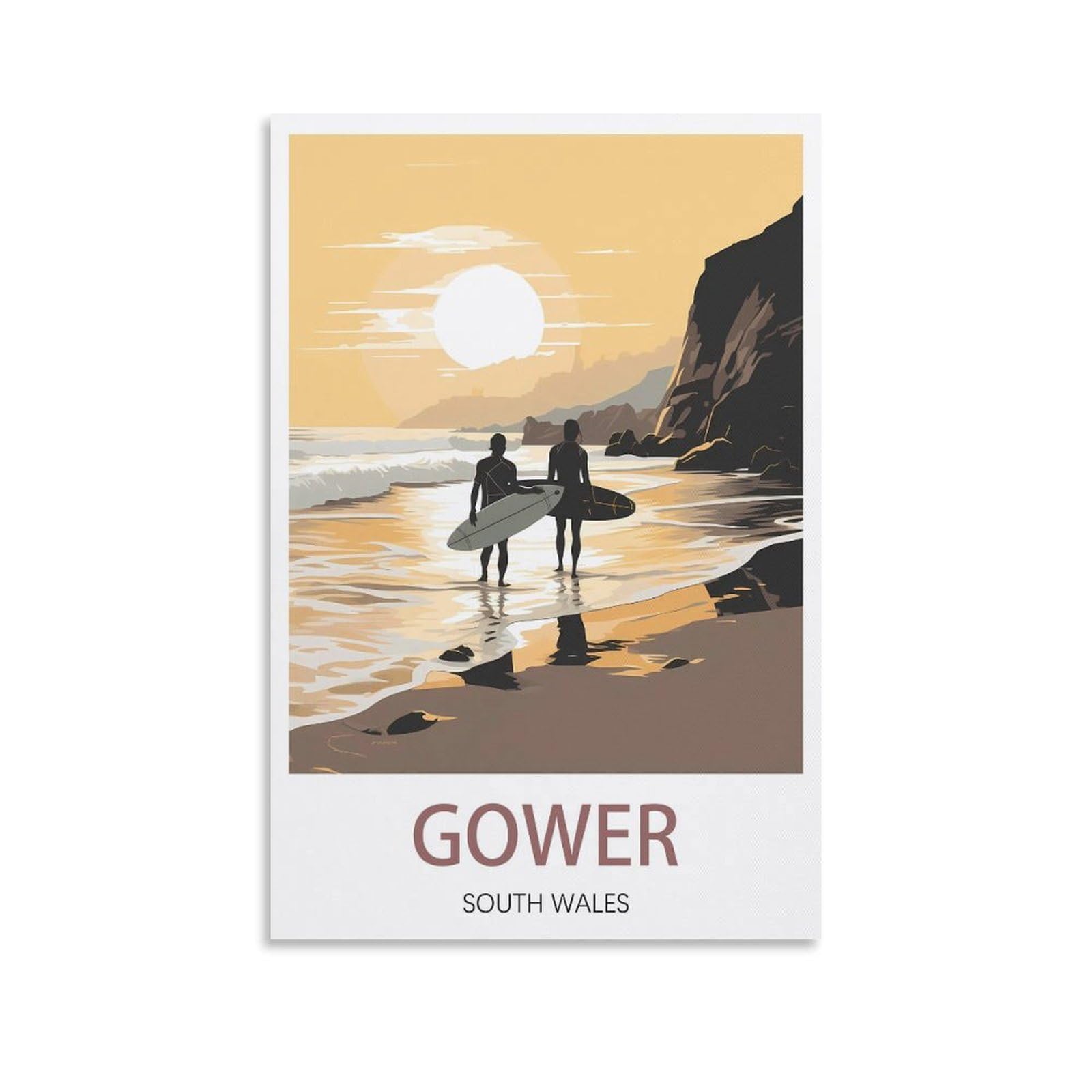 LuaNi Gower South Wales Vintage Travel Poster 20x30inch(50x75cm) Canvas Art Poster And Wall Art Picture Print Modern Family Bedroom Decor Posters