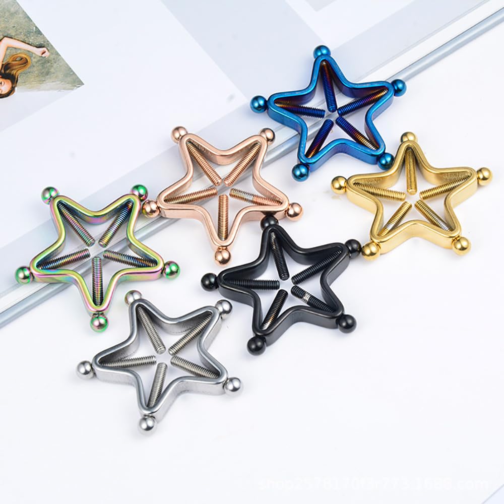 Niaspi Star Fake Nipple Rings for Women Non-Piercing Nipplerings Nipple Clip Barbells 316L Stainless Steel Cute Body Jewelry (): Gold