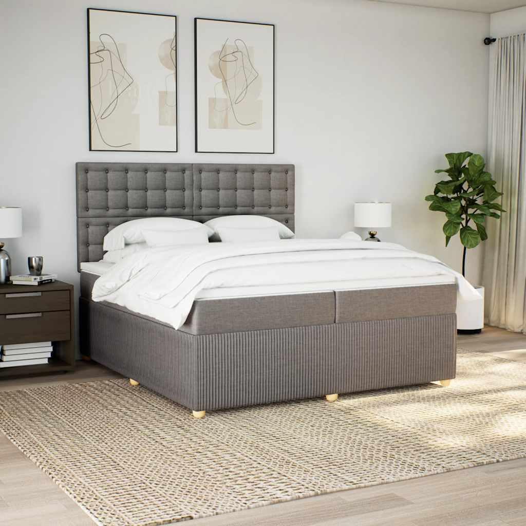 Hothingwell Boxspring Taupe Bed 200x200 cm Tekstylia
