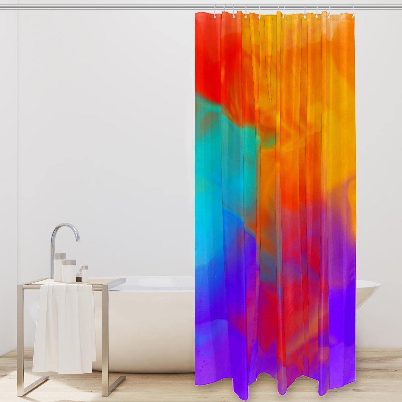 Xiaoterna Tenda da Doccia in Marmo, Tenda da Bagno Moderna Astratta Grigio Oro, Tessuto Impermeabile in Poliestere Splatter Oro, Lavabile in Lavatrice, 120x200cm