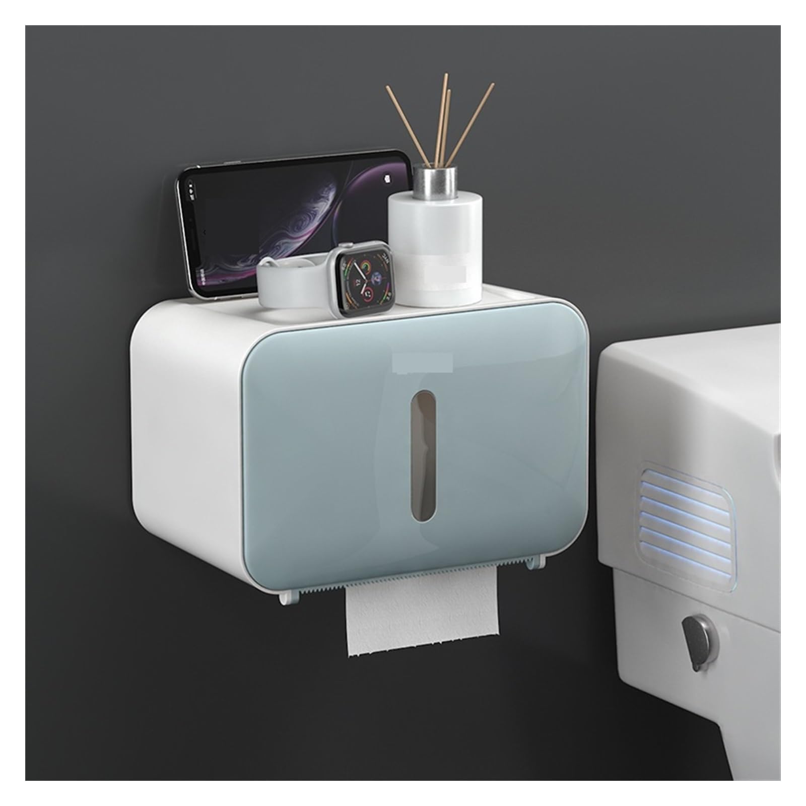 Xdgsdrdf Blue Punch-Free Toilet Paper Holder Box(Blue)