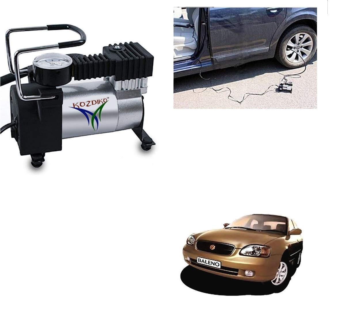 Kozdiko Car 12V DC Heavy Duty Metal Tyre Inflator Air Compressor Pump for Maruti Suzuki Baleno