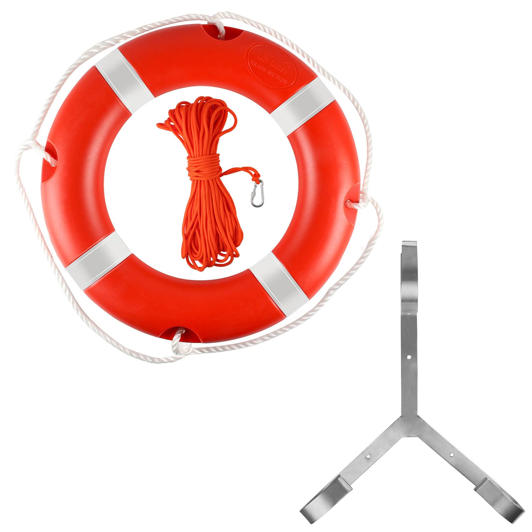 Life Ring 23"/28" Boat Safety Throw Rings with Water Floating Lifesaving Rope Life Preserver Ring Buoy with Reflective Tape & Grab Lines for Rescue Lifesaving - Orange