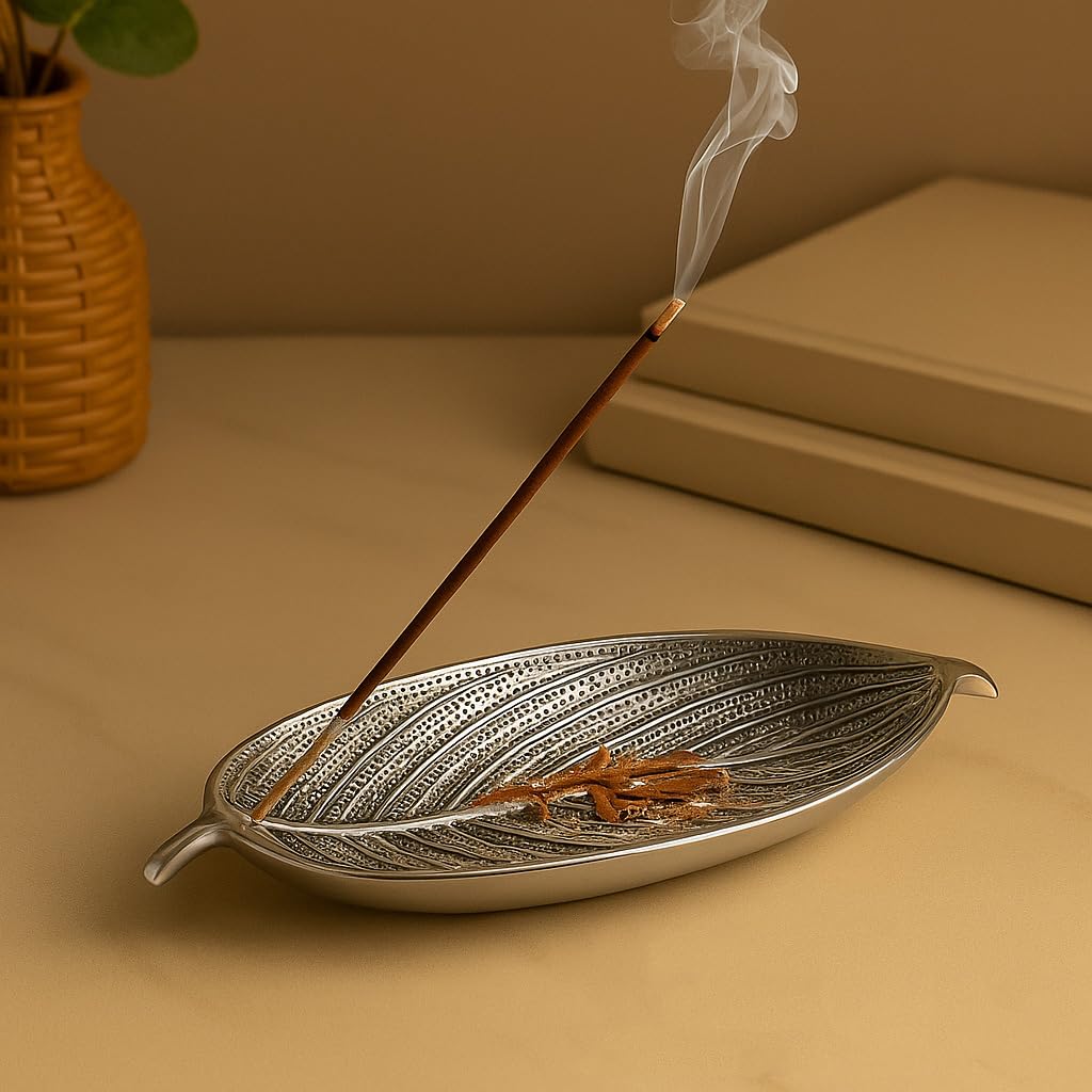 Pure Source India Aluminum Agarbatti Stand New Year Gifts (10 x 3.25 x 2 inch, Silver)