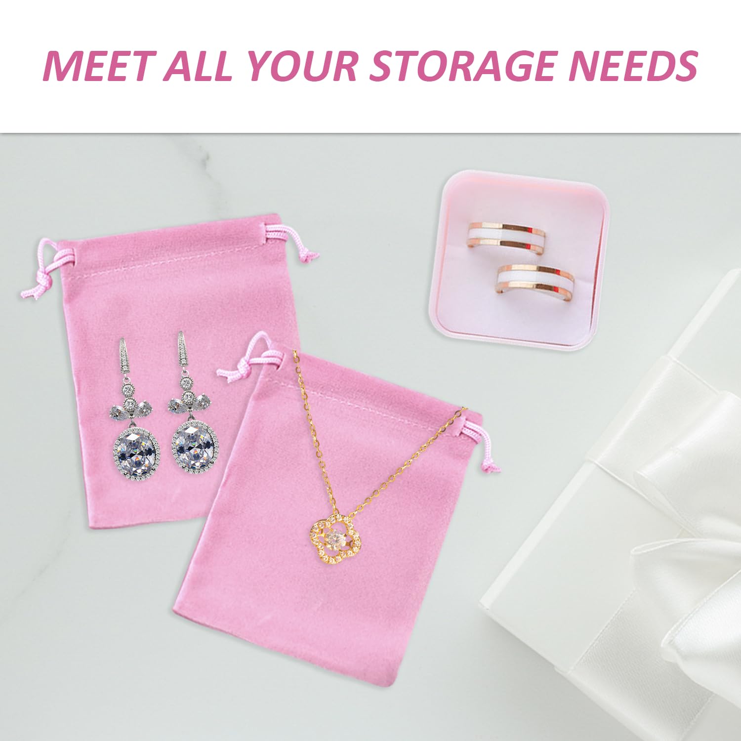 Lot 50 Sacs Bijoux Velours Rose 7x9 Cm Avec Cordon – Pochettes Cadeaux Douces Pour Bijoux Et Petits Objets