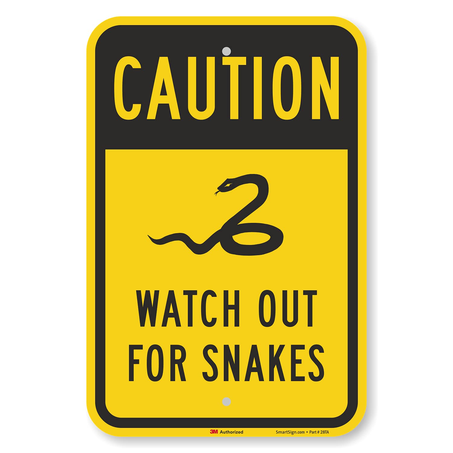 SmartSign 18 x 12 inch “Caution - Watch Out For Snakes” Metal Sign with Symbol, 63 mil Aluminum, 3M Laminated Engineer Grade Reflective Material,
