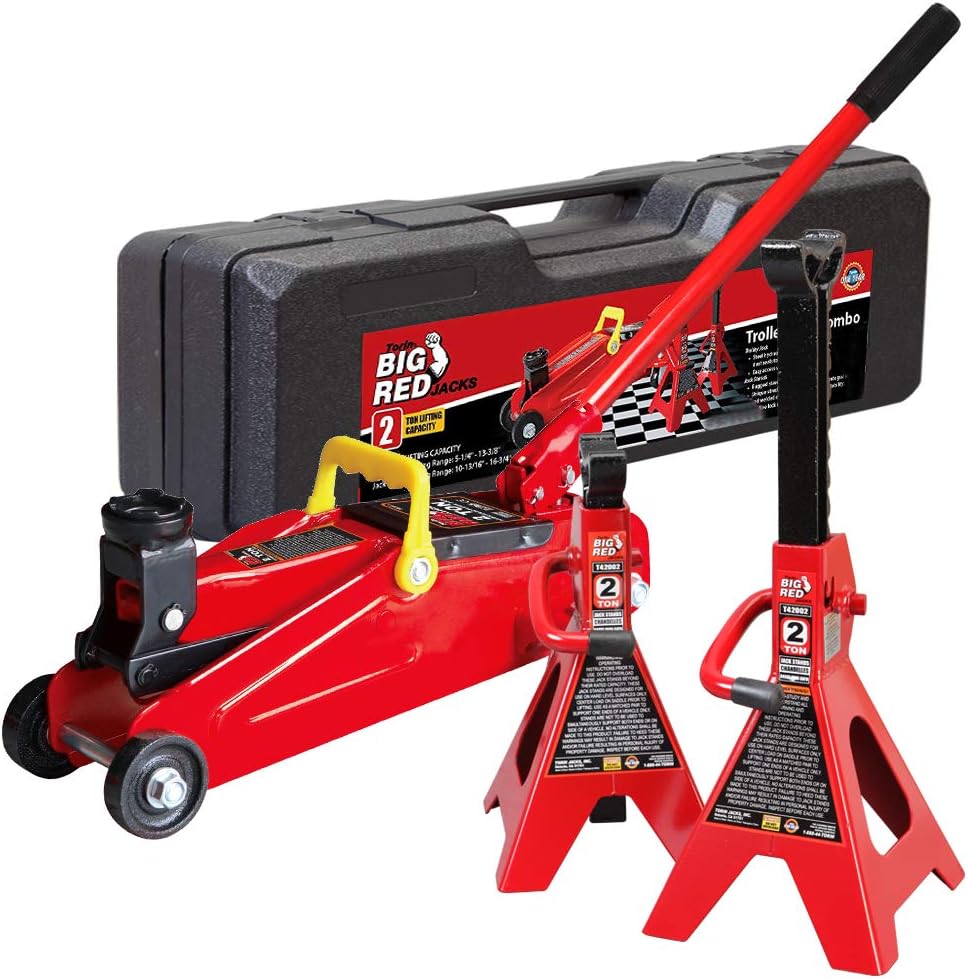 Torin T82001S Big Red Hydraulic Trolley Floor Jack Combo with 2 Jack