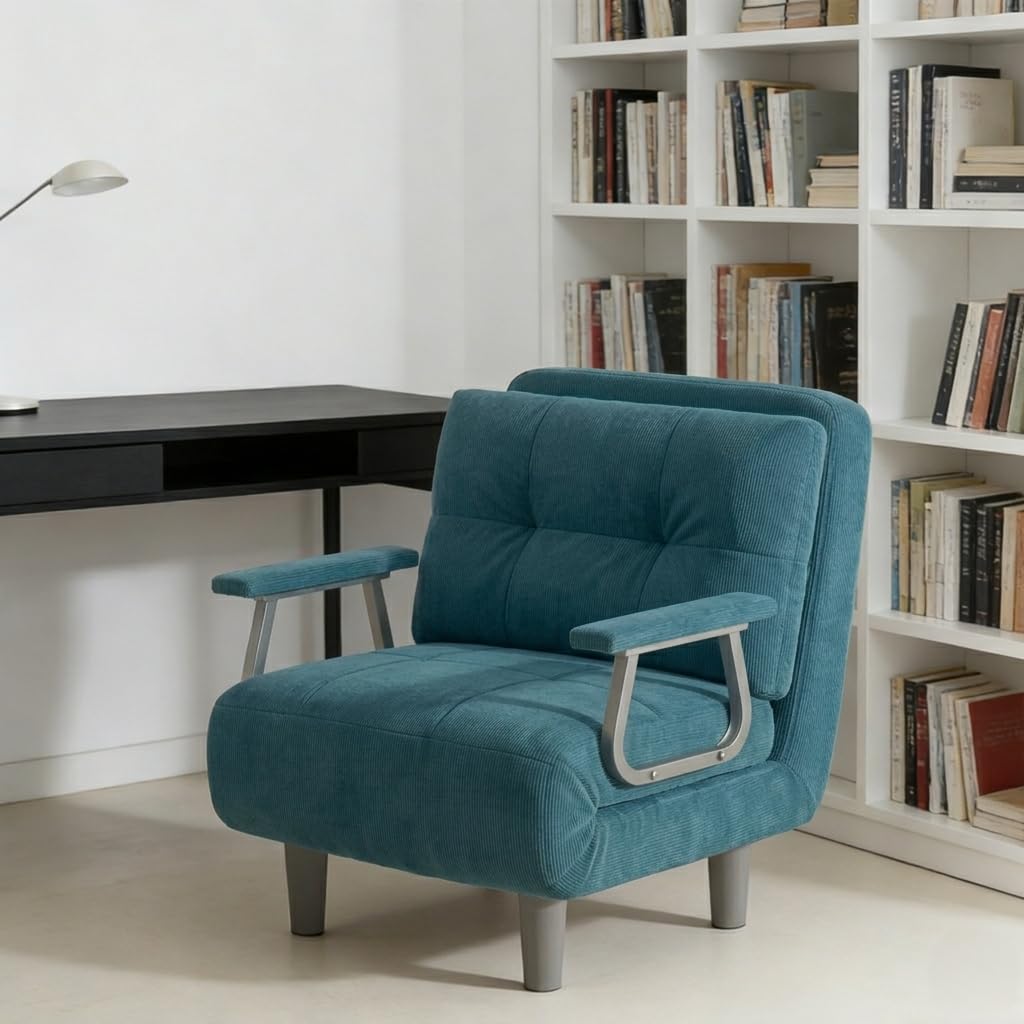 Fabulcozy Fauteuil Convertible 1 Place - Canapé Chauffeuse Lit 4 en 1, Canapé-lit Convertible Dossier Réglable 5 Positions avec Coussin 60x58x77cm