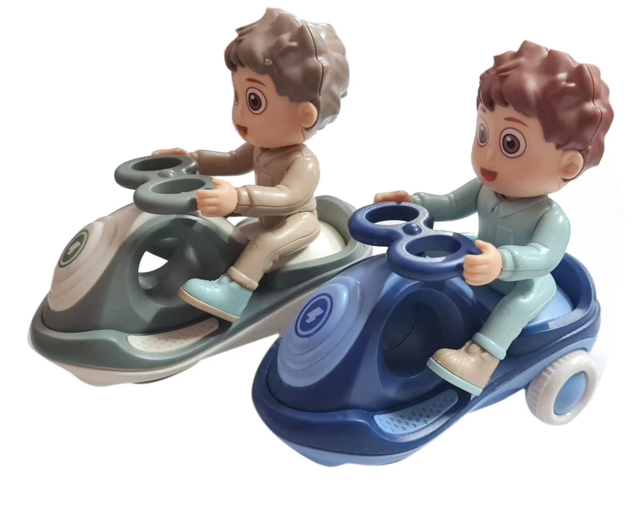 IndusBay® 2 Pieces, Friction Powered Mini Magic Swing Car Twister Ride On Car Tricycle Cartoon Scooter Toy with Inertia & Swing Function Stunt Scooter Toy - Cartoon Boy Riding Tricycle