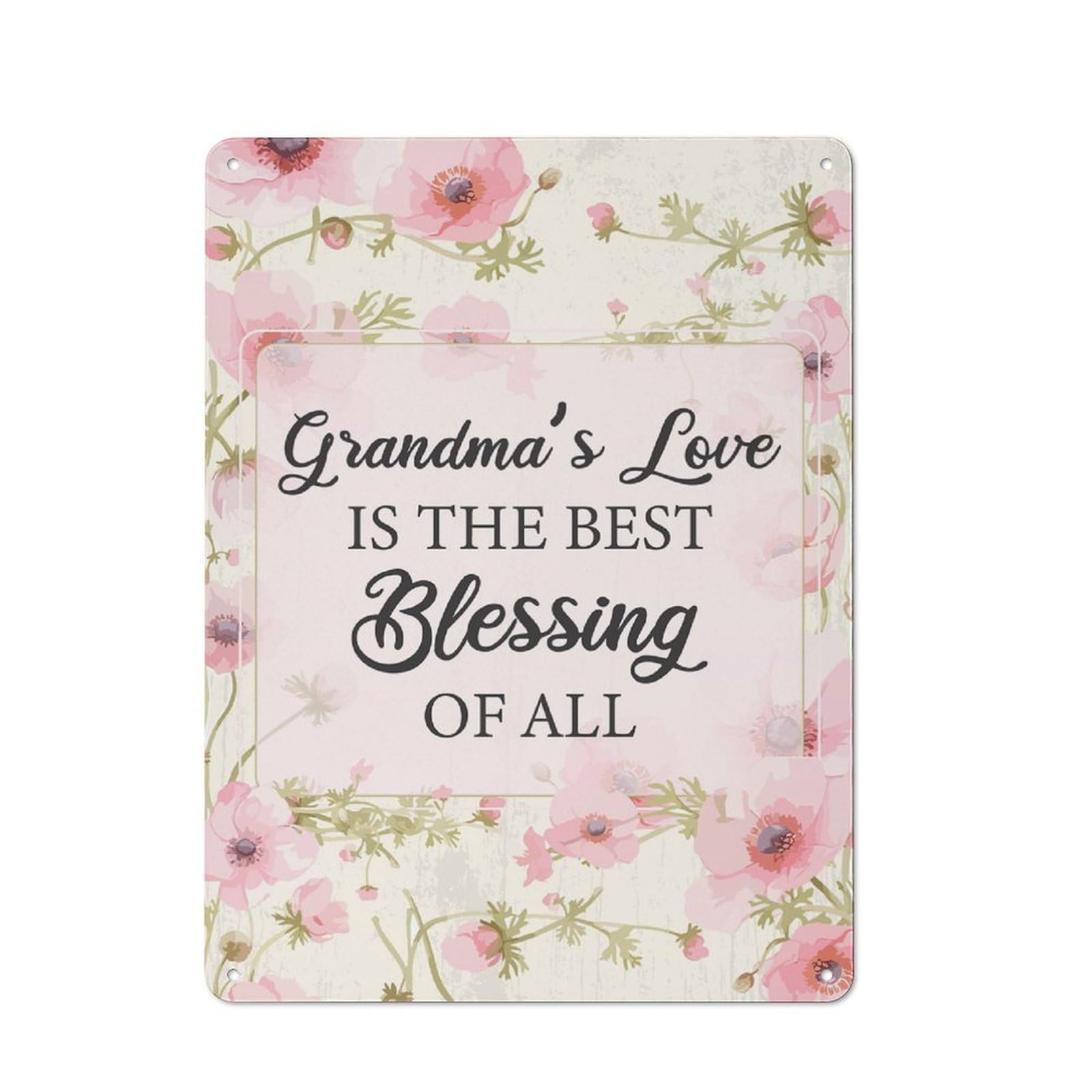 Grandmas Love Blessing Cottage Metal Wall Decor 40x30cm, Shed Metal Sign for Conservatory, Home Bar Or Utility Room