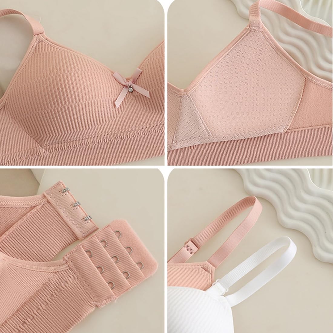 Teen Girls Training Bra Cotton Wire Free Adjustable Straps Breathable Bras 6 Pack - Image 4