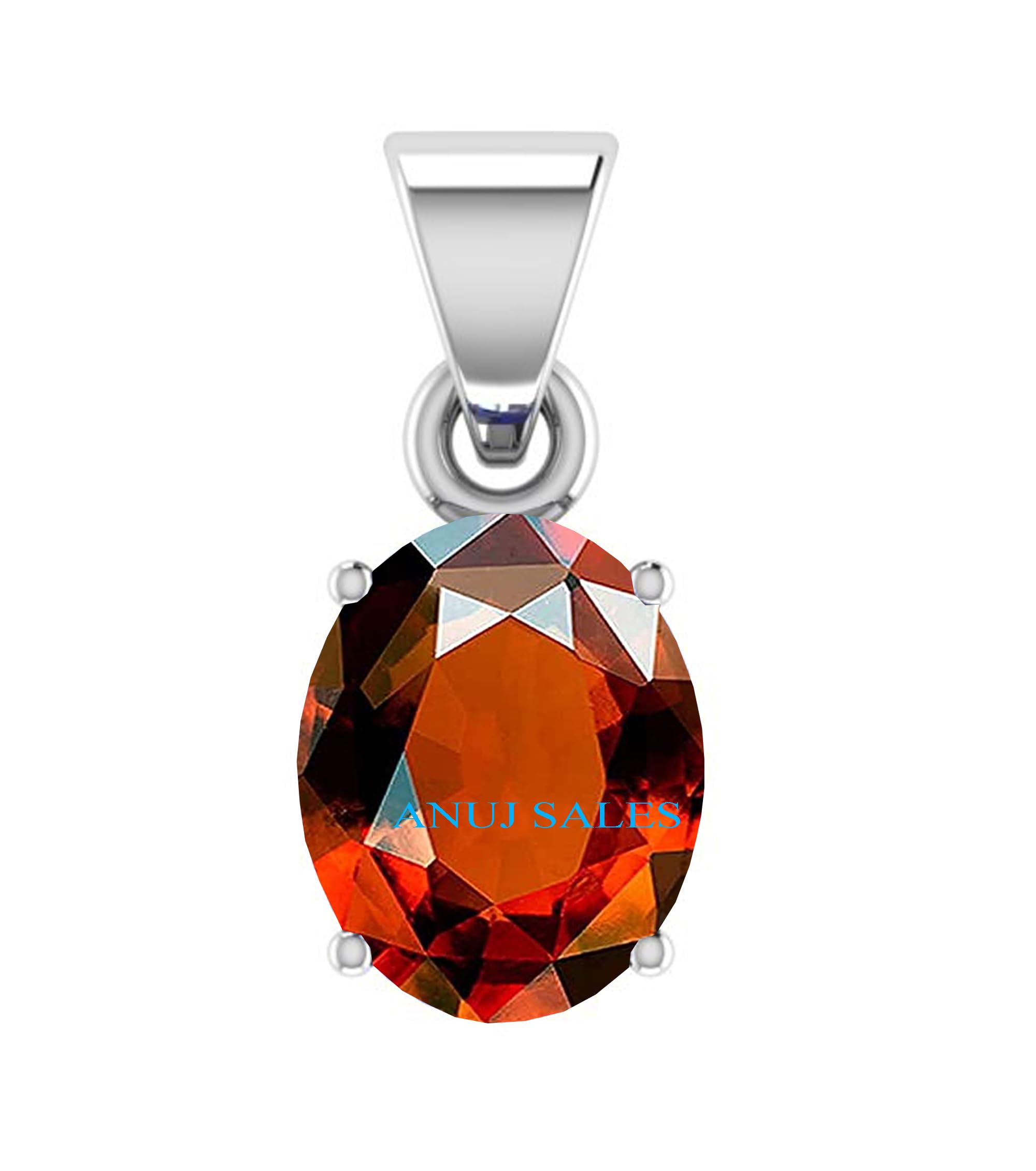 anuj sales 7.25 Ratti 6.50 Carat Original Gomed/Hessonite Silver Pendant for Men and Women-picture-34