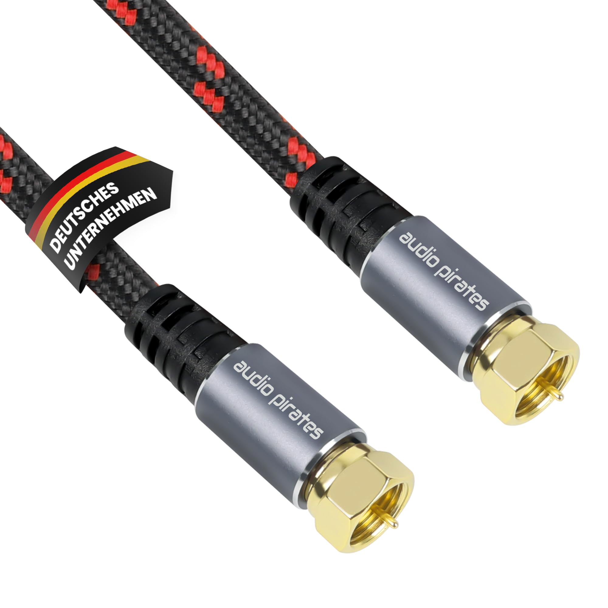 audio pirates RG6 kabel koncentryczny – kabel SAT z prostymi wtyczkami F – podwójnie ekranowany kabel koncentryczny o średnicy 7 mm – kabel antenowy, kabel koncentryczny czarny/czerwony (2 sztuki – 5