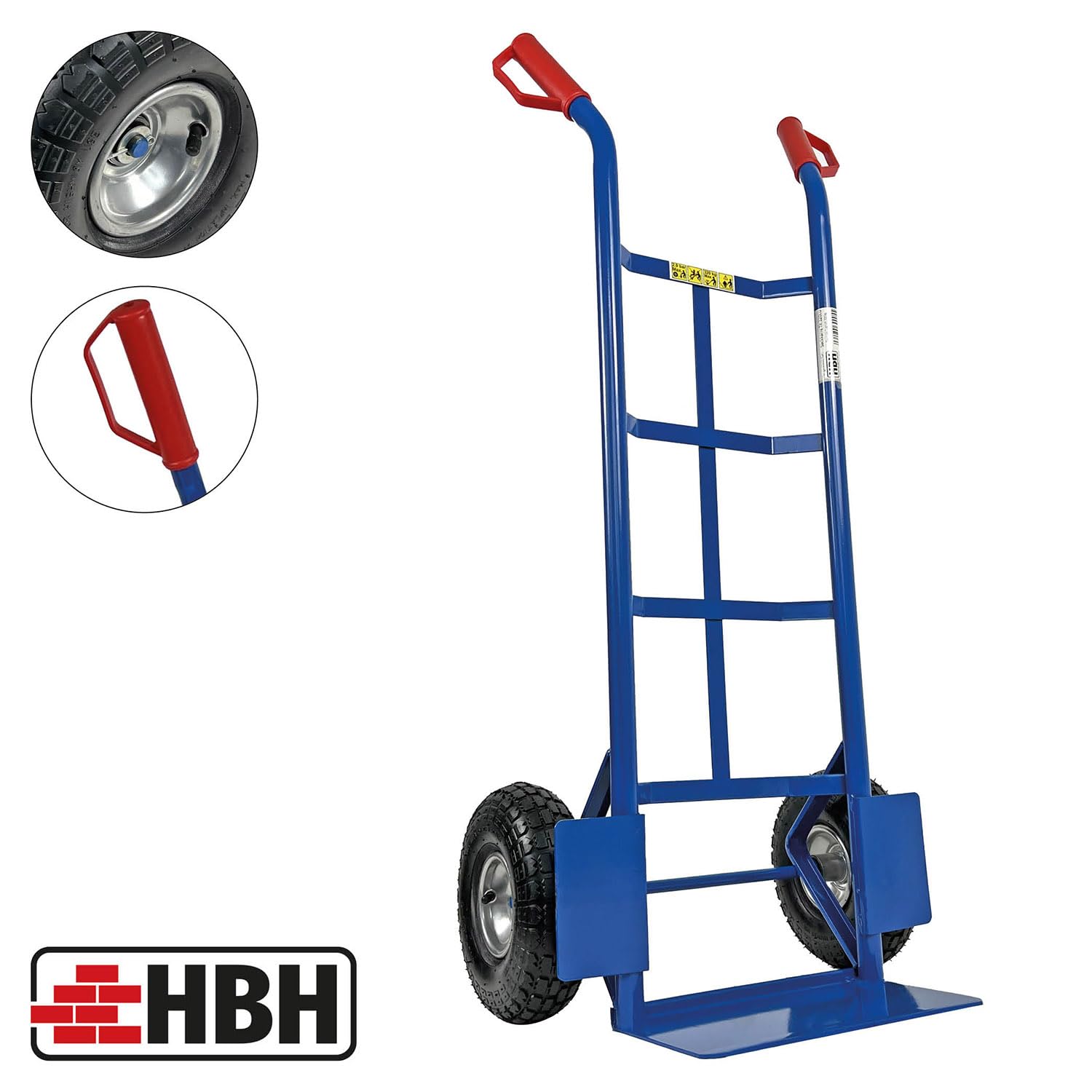 HBH Profi Sackkarre Schwerlast Sackkarren 320kg Luftreifen TK320LU Transportkarre | blau | hochwertige Räder | robuster Stahlrohrrahmen | Sicherheitsgriffe | max. Tragfähigkeit 320kg