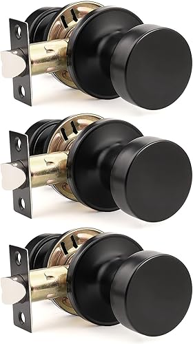 Miniatura 19 de Orger Paquete de 1 pomo de puerta interior negro mate, perilla de puerta de privacidad reversible con cerradura, pomo redondo sin llave para baño y