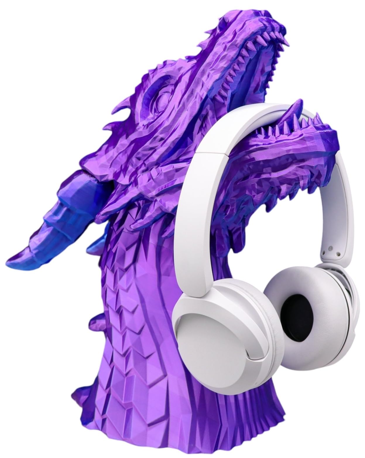 Dragon Headphone Stand and Holder, Gamer Gift, 15" Tall, Statue for Gamers (Purple & Blue Nebula, Regular 12" Tall)