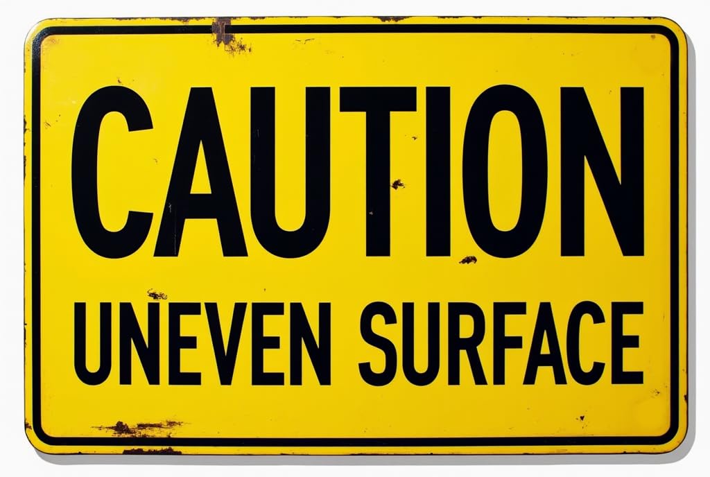 Caution Uneven Surface Hazard Watch Your Steps Rust Free Aluminum Tin Sign - Street Warning Decor with Pre-Drilled Holes for Indoor-Outdoor Road, Sidewalk - 8x12 Inch​