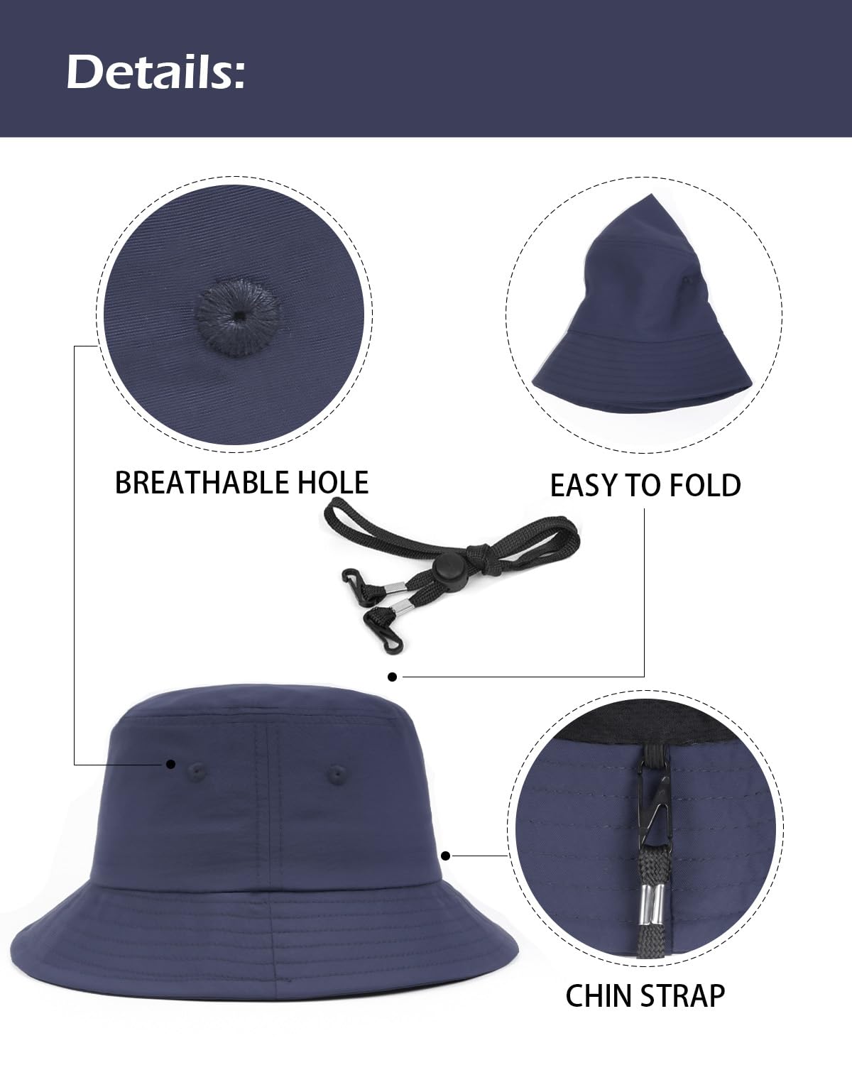 Zylioo Chapeau de pêche XL, Chapeau de pêche UV à Grande tête, Chapeaux de Seau de Protection Solaire, Chapeau de Golf d'été