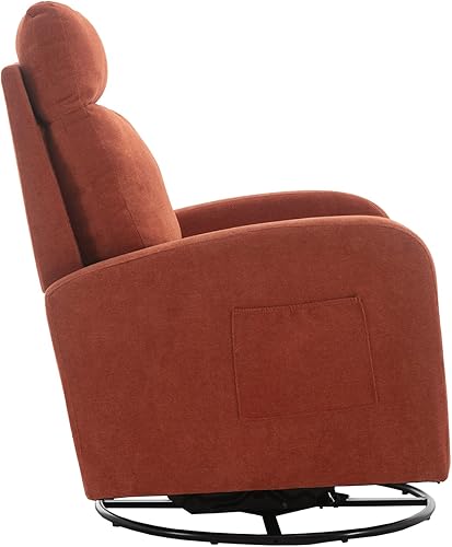 Miniatura 6 de Homtique Silla mecedora giratoria para bebé silla mecedora tapizada moderna para sala de estar dormitorio naranja