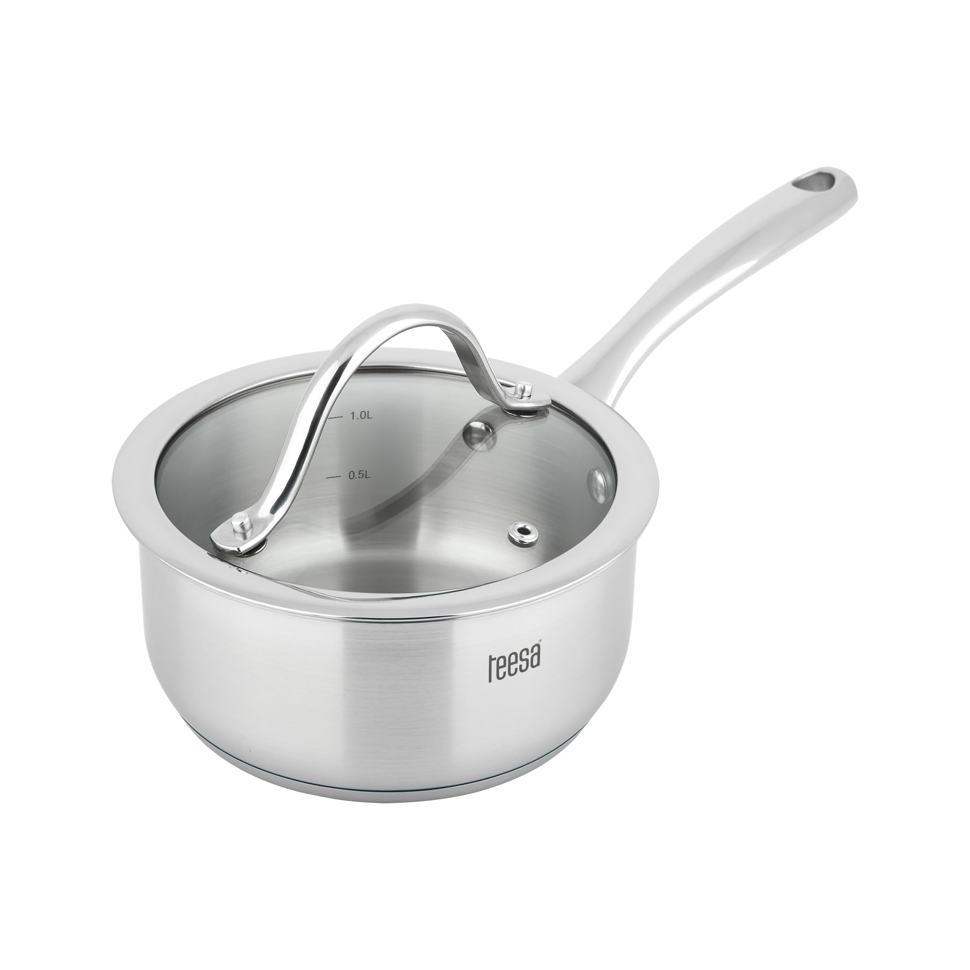 Teesa Set di pentole da 6 pezzi COOK EXPERT MASTER in acciaio inossidabile tipo 18/10 pratico misurino per tutti i tipi di pentole TSA0141